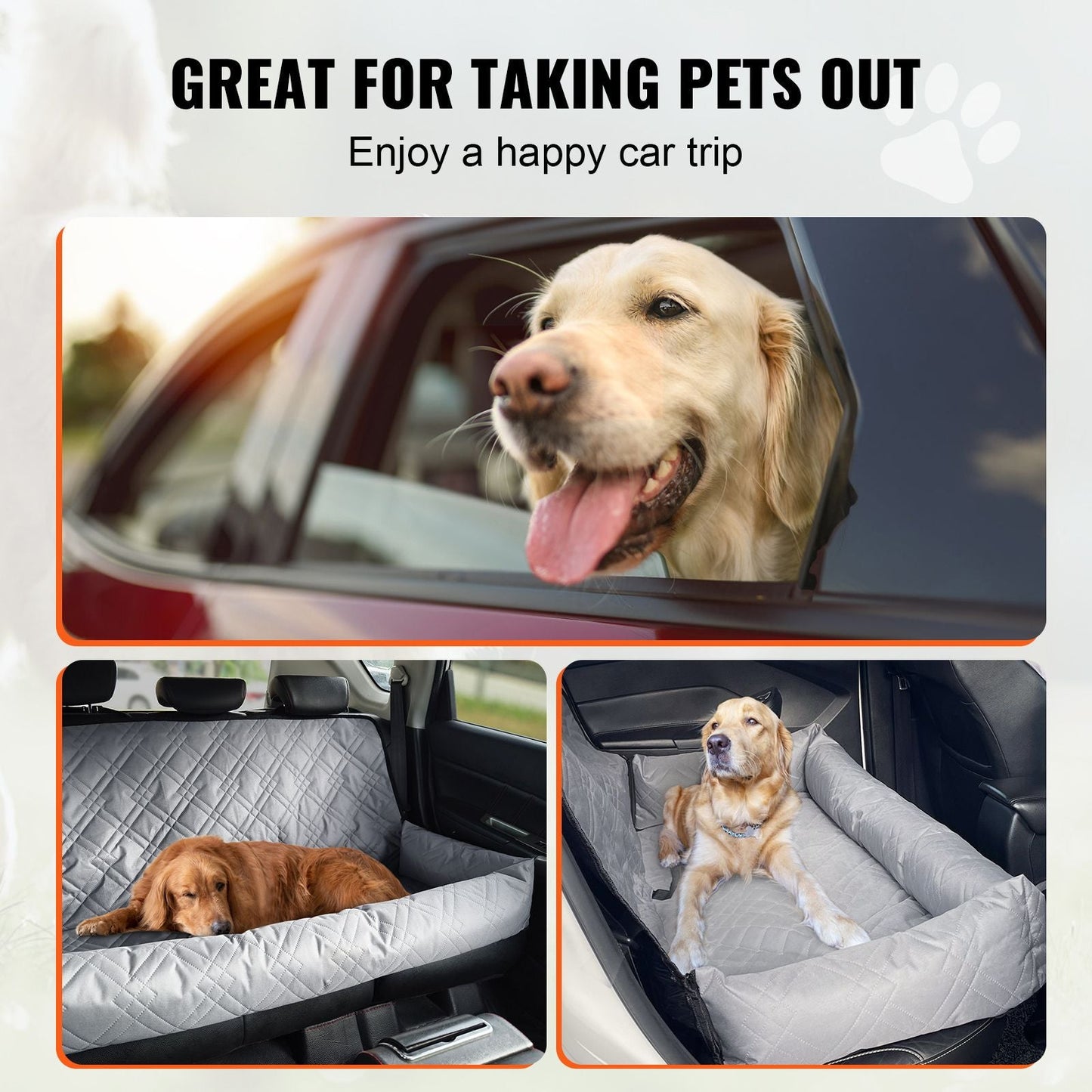 Dog Car Seat, Waterproof Dog Booster Seat for Car, Pet Car Seat with Clip - On Safety Leash, PP Cotton Filling, Dog Car Bed for Medium & Large Dog up to 100 lbs, Gray - DelightsDownSouth