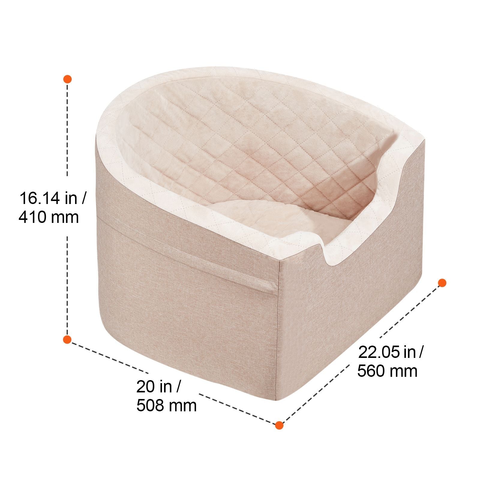 Dog Car Seat, Waterproof Dog Booster Seat for Car with A Storage Pocket, Clip - On Safety Leash and Sponge Filling, Dog Car Bed for Small & Medium Dog up to 55lbs, Brown - DelightsDownSouth