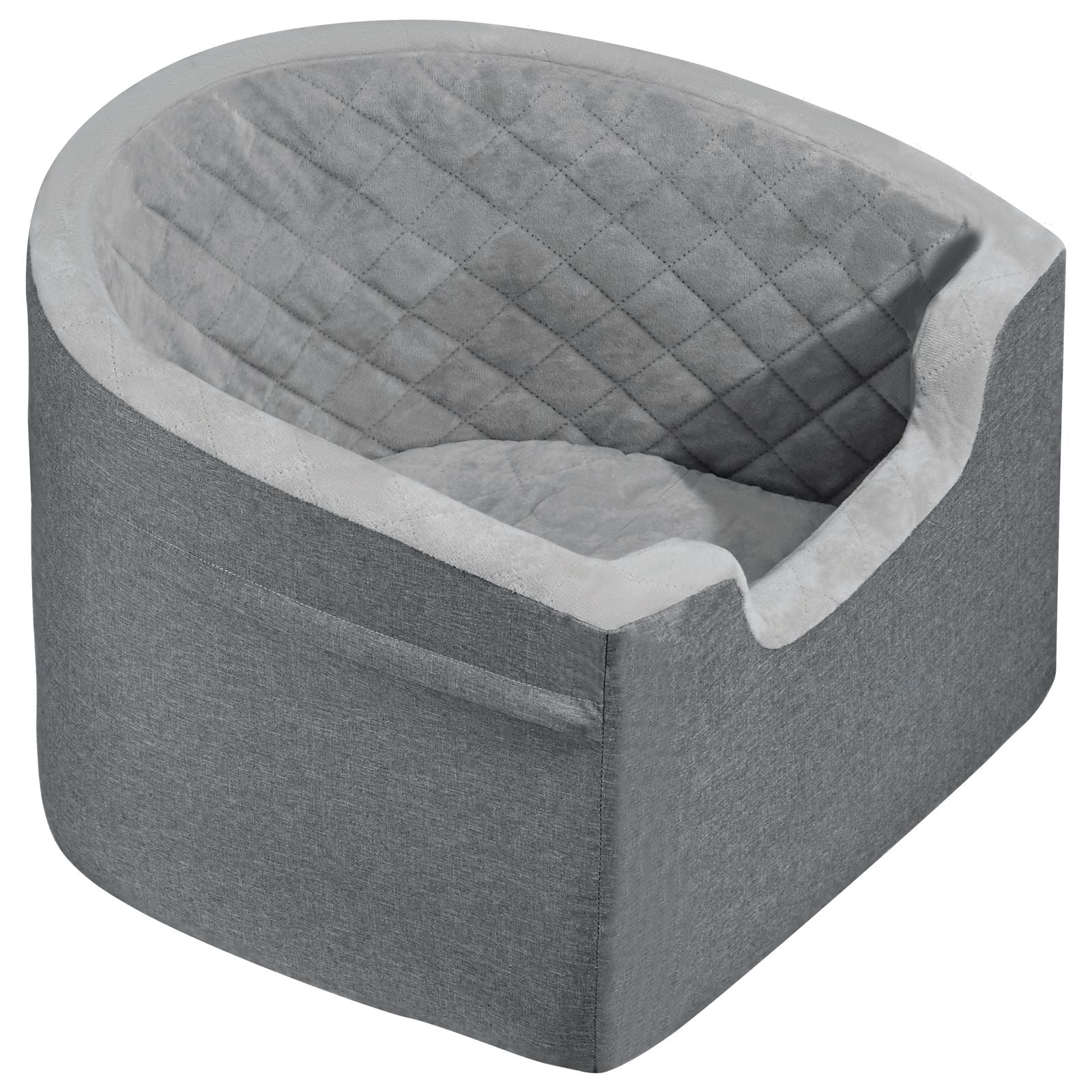 Dog Car Seat, Waterproof Dog Booster Seat for Car with A Storage Pocket, Clip - On Safety Leash and Sponge Filling, Dog Car Bed for Small & Medium Dog up to 55lbs, Gray - DelightsDownSouth