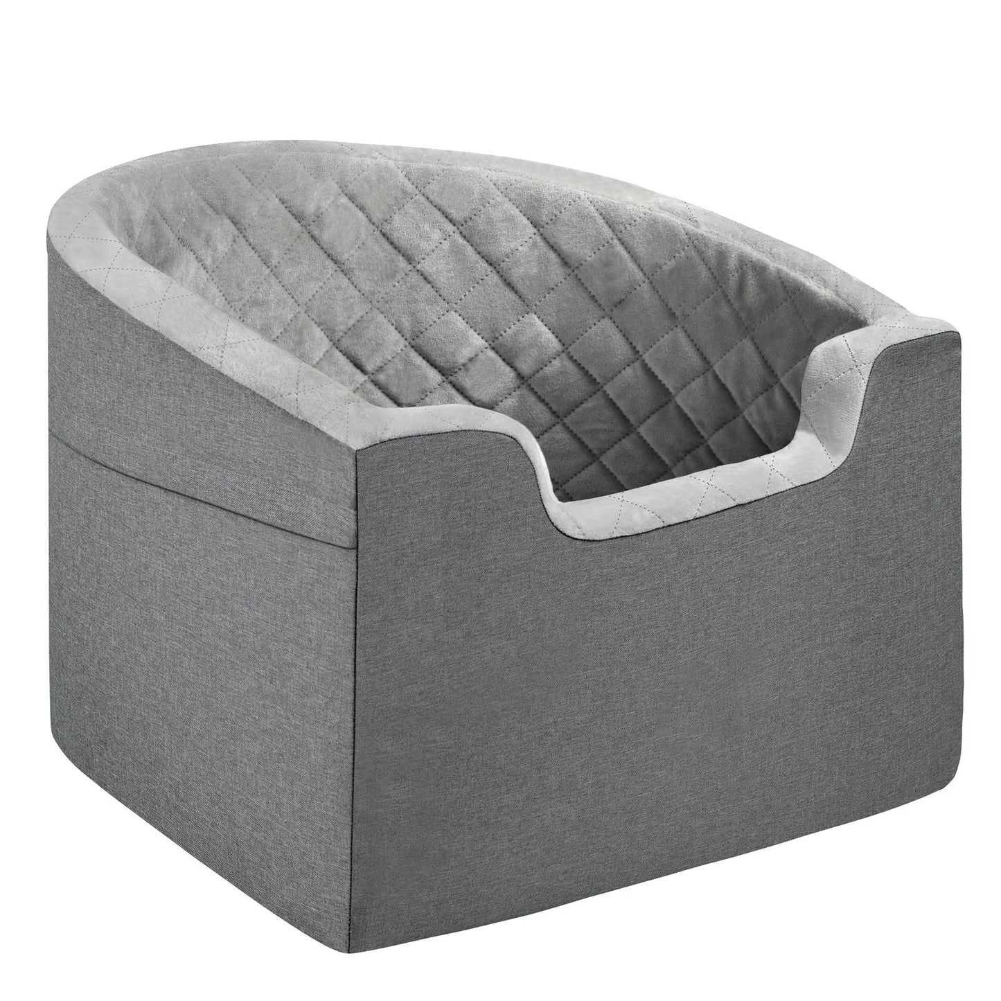 Dog Car Seat, Waterproof Dog Booster Seat for Car with A Storage Pocket, Clip - On Safety Leash and Sponge Filling, Dog Car Bed for Small & Medium Dog up to 55lbs, Gray - DelightsDownSouth