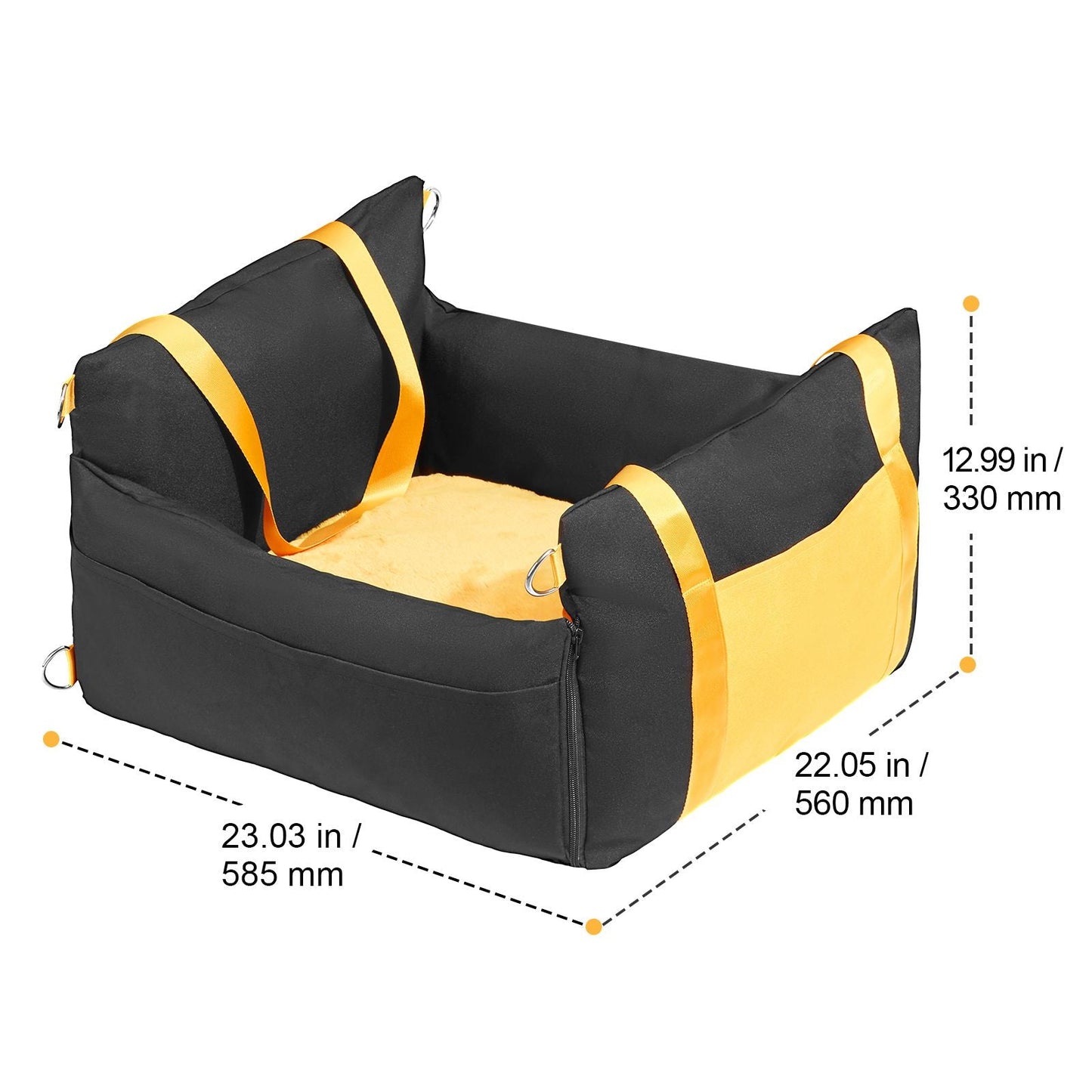 Dog Car Seat, Waterproof Dog Booster Seat for Car with Side Handles and A Storage Pocket, Clip - On Safety Leash and PP Cotton Filling, Dog Car Bed for Small Dog up to 25lbs, Black - DelightsDownSouth