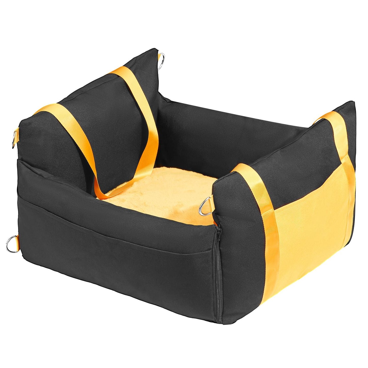 Dog Car Seat, Waterproof Dog Booster Seat for Car with Side Handles and A Storage Pocket, Clip - On Safety Leash and PP Cotton Filling, Dog Car Bed for Small Dog up to 25lbs, Black - DelightsDownSouth