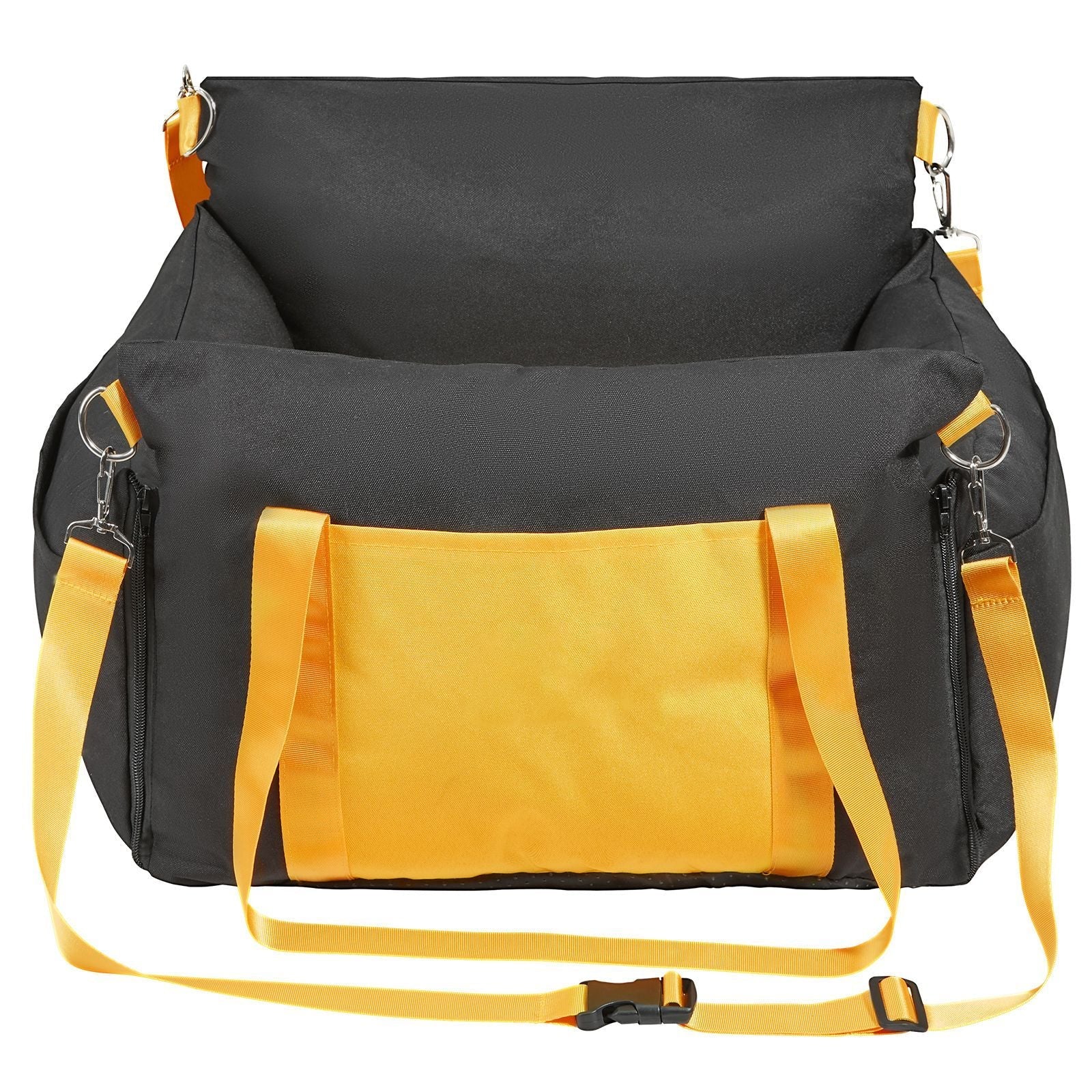 Dog Car Seat, Waterproof Dog Booster Seat for Car with Side Handles and A Storage Pocket, Clip - On Safety Leash and PP Cotton Filling, Dog Car Bed for Small Dog up to 25lbs, Black - DelightsDownSouth