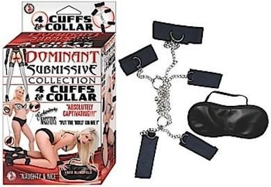 Dominant Submissive 4 Cuffs and Collar Black - DelightsDownSouth