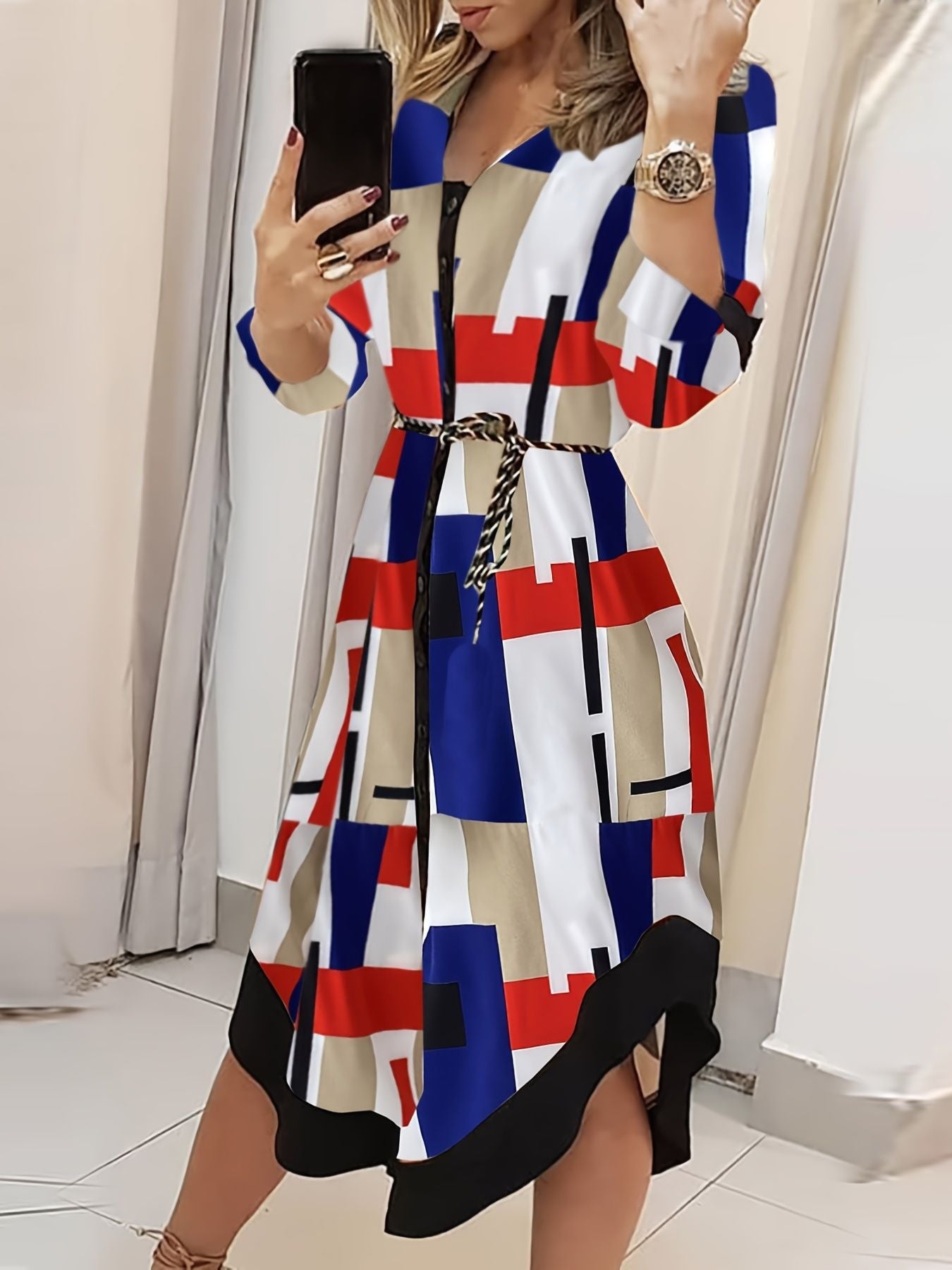 Elegant Summer High Waist Fashion Ditsy Floral Print Dress; Slim Temperament Maxi Dresses; Women's Clothing - DelightsDownSouth