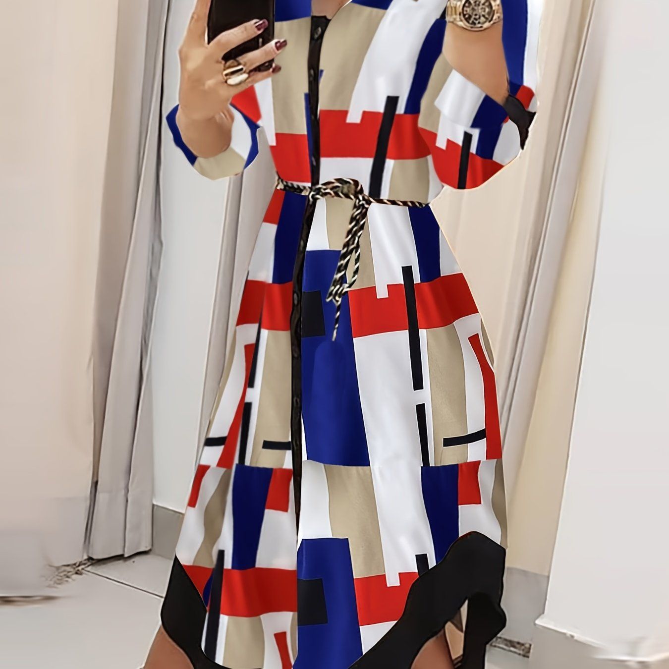Elegant Summer High Waist Fashion Ditsy Floral Print Dress; Slim Temperament Maxi Dresses; Women's Clothing - DelightsDownSouth