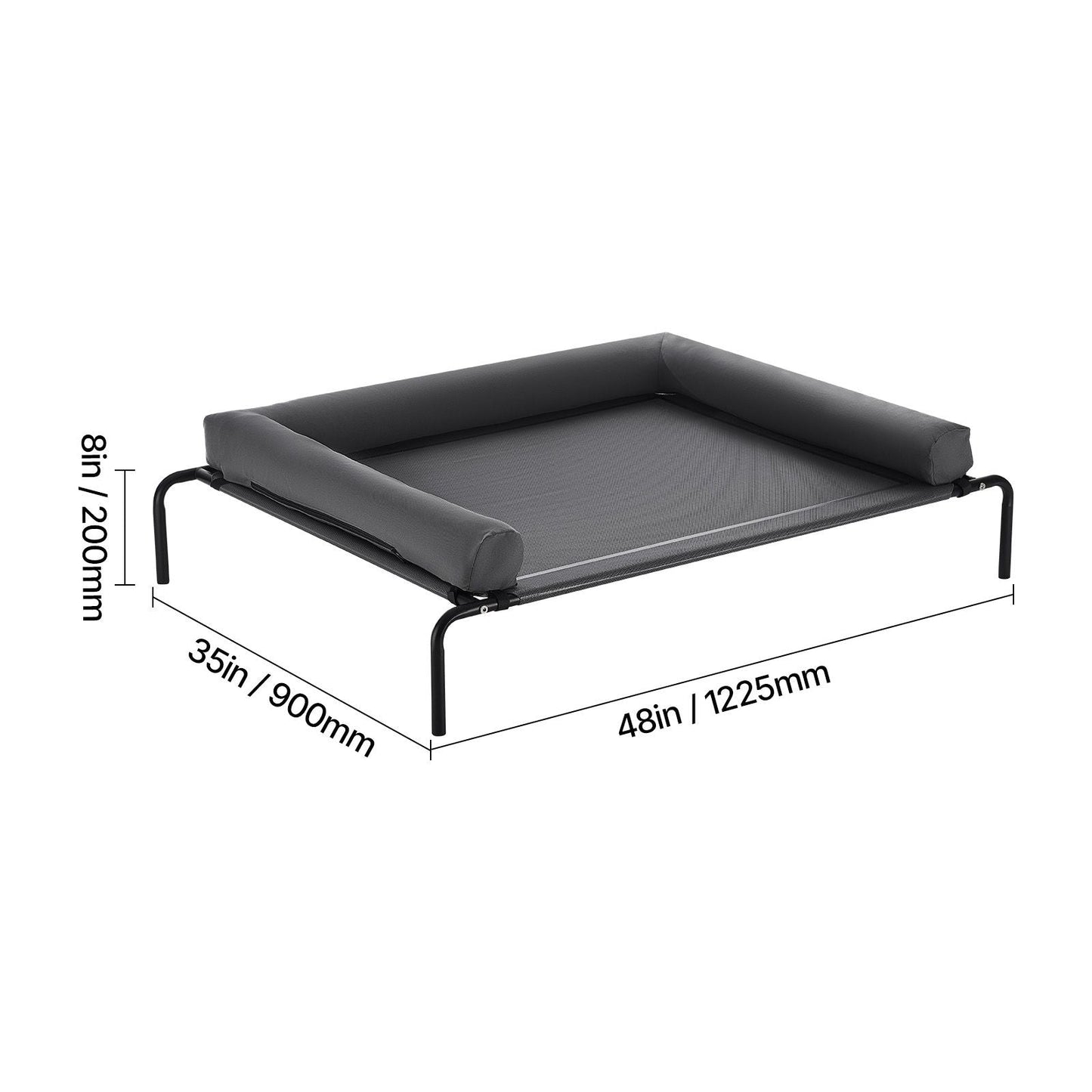 Elevated Dog Bed for Large Dogs, Portable Raised Dog Cot with Washable Pillow, Indoor & Outdoor Pet Cooling Raised Hammock Bed with Steel Metal Frame and Breathable Teslin Mesh, XL, Gray - DelightsDownSouth