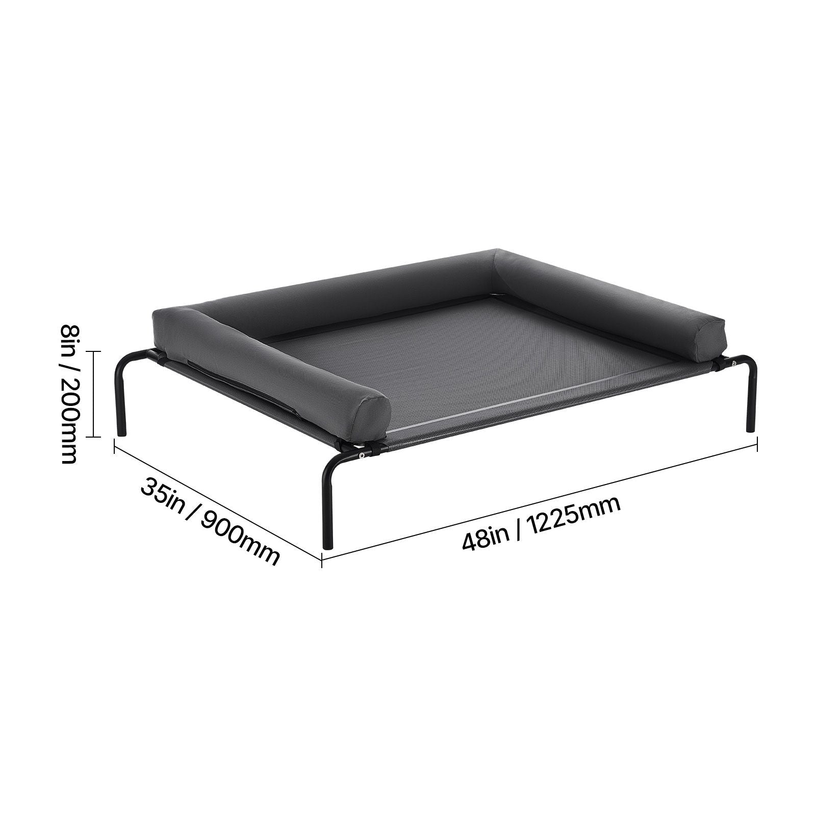Elevated Dog Bed for Large Dogs, Portable Raised Dog Cot with Washable Pillow, Indoor & Outdoor Pet Cooling Raised Hammock Bed with Steel Metal Frame and Breathable Teslin Mesh, XL, Gray - DelightsDownSouth
