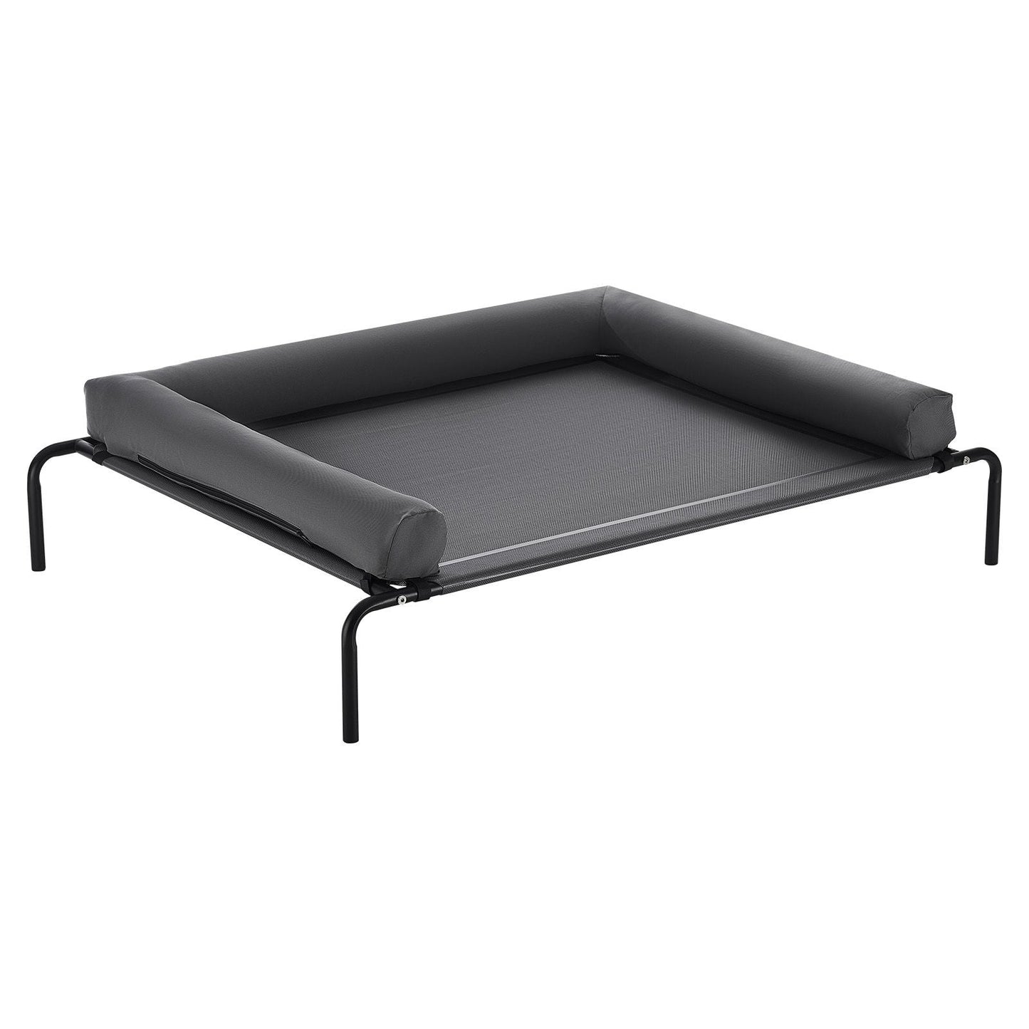 Elevated Dog Bed for Large Dogs, Portable Raised Dog Cot with Washable Pillow, Indoor & Outdoor Pet Cooling Raised Hammock Bed with Steel Metal Frame and Breathable Teslin Mesh, XL, Gray - DelightsDownSouth