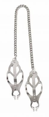 Endurance Butterfly Nipple Clamps With Jewel Chain Silver - DelightsDownSouth
