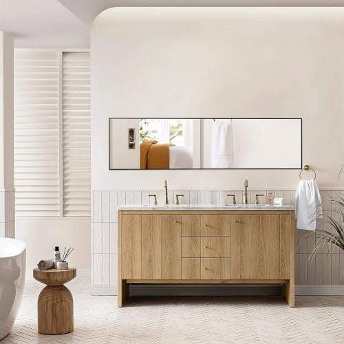 Floor Standing Mirror, Wall Mirror with Stand Aluminum Alloy Thin Frame,21''*64'',Black - rect - DelightsDownSouth
