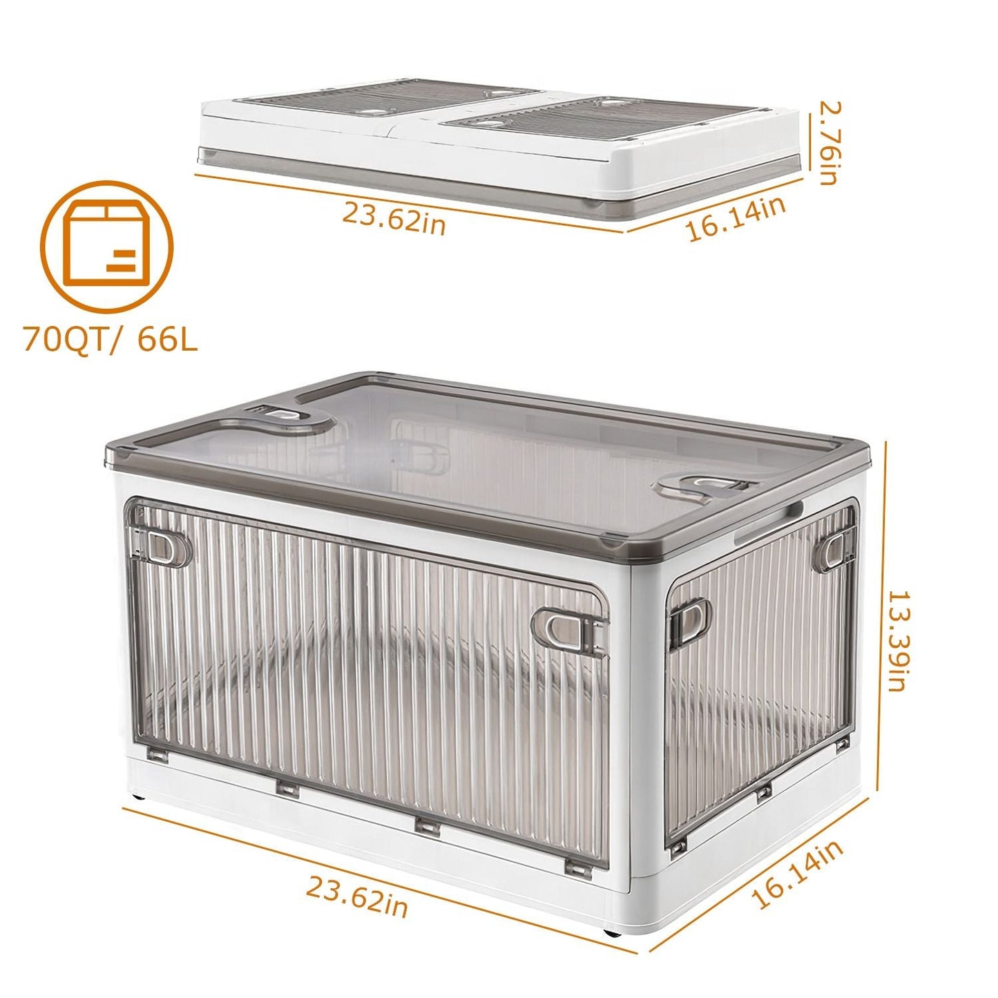 Foldable Storage Bins with Lid 4 Doors Collapsible Stackable Closet Organizer Containers with Lock 4Pcs Wheels - DelightsDownSouth