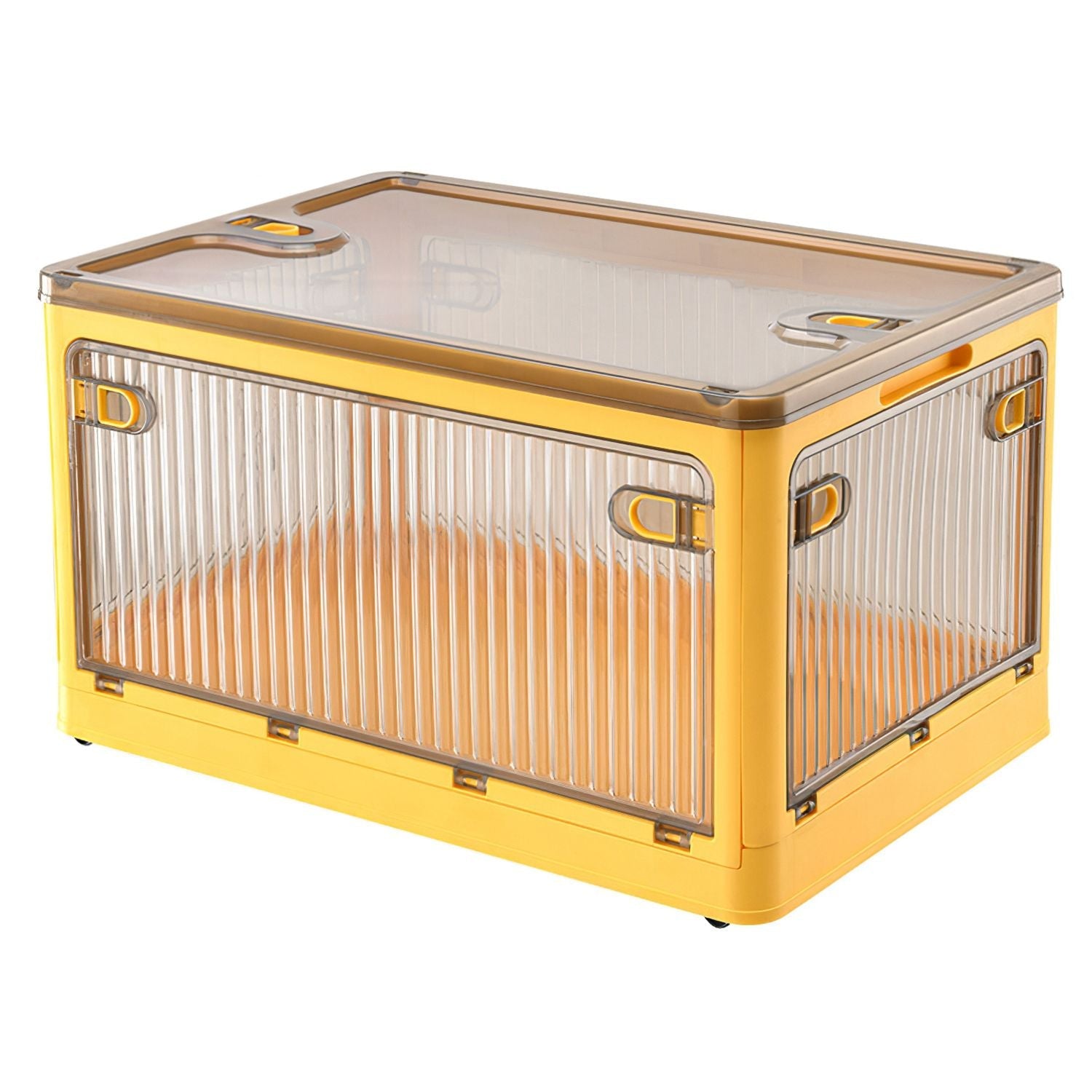 Foldable Storage Bins with Lid 4 Doors Collapsible Stackable Closet Organizer Containers with Lock 4Pcs Wheels - DelightsDownSouth