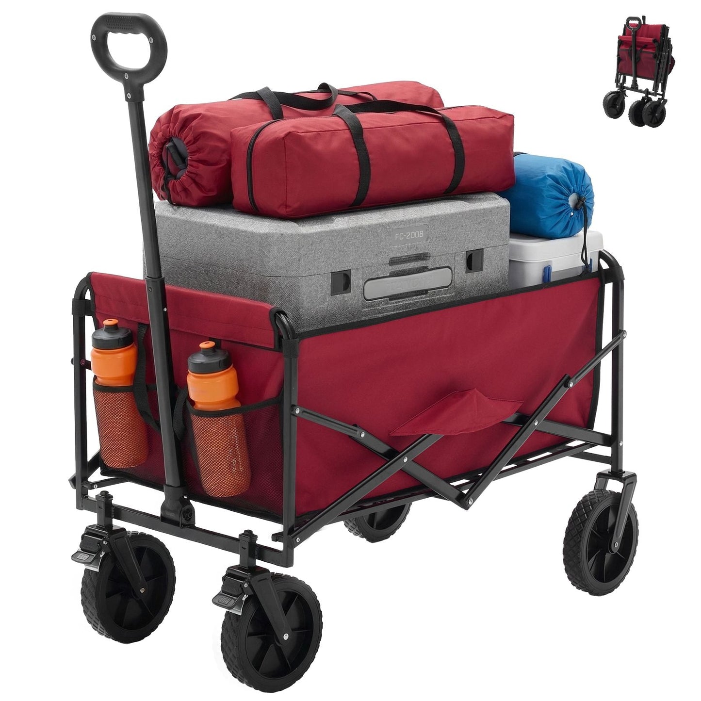 Foldable trolley, with wheels, foldable, large capacity, 330 pounds, multi - functional trolley, heavy - duty design, with elastic handles - DelightsDownSouth