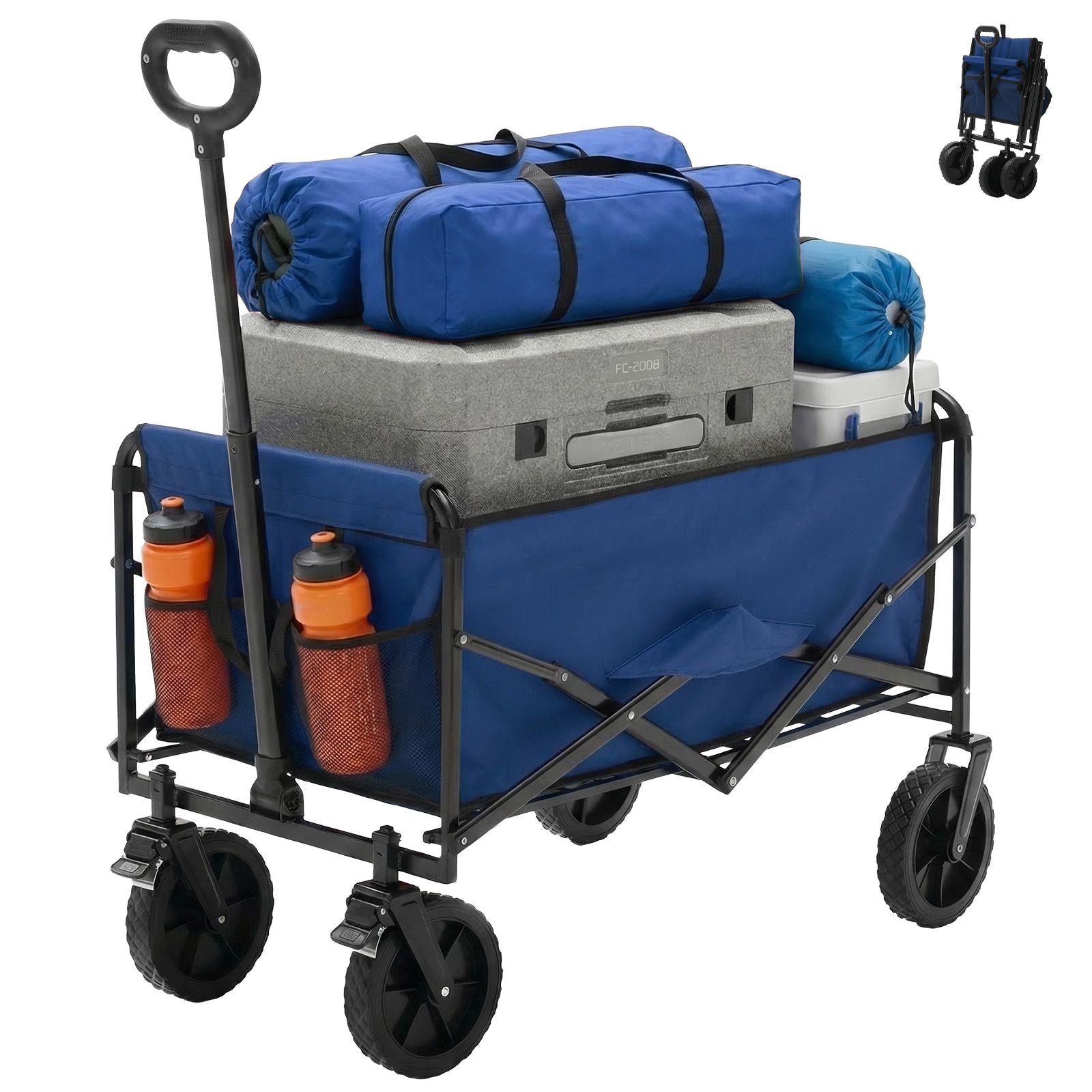 Foldable trolley, with wheels, foldable, large capacity, 330 pounds, multi - functional trolley, heavy - duty design, with elastic handles - DelightsDownSouth