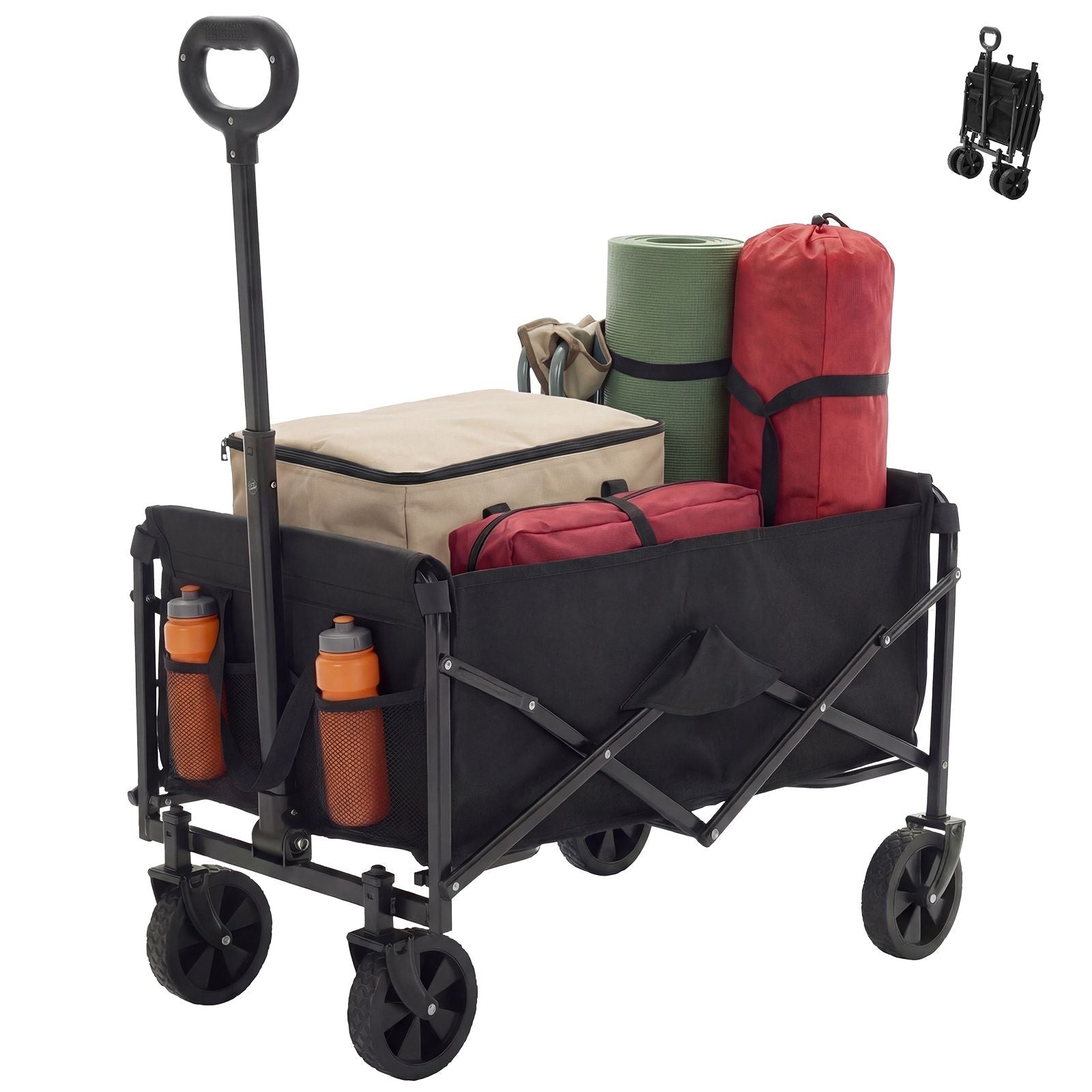 Foldable trolley, with wheels, foldable, large capacity, 330 pounds, multi - functional trolley, heavy - duty design, with elastic handles - DelightsDownSouth