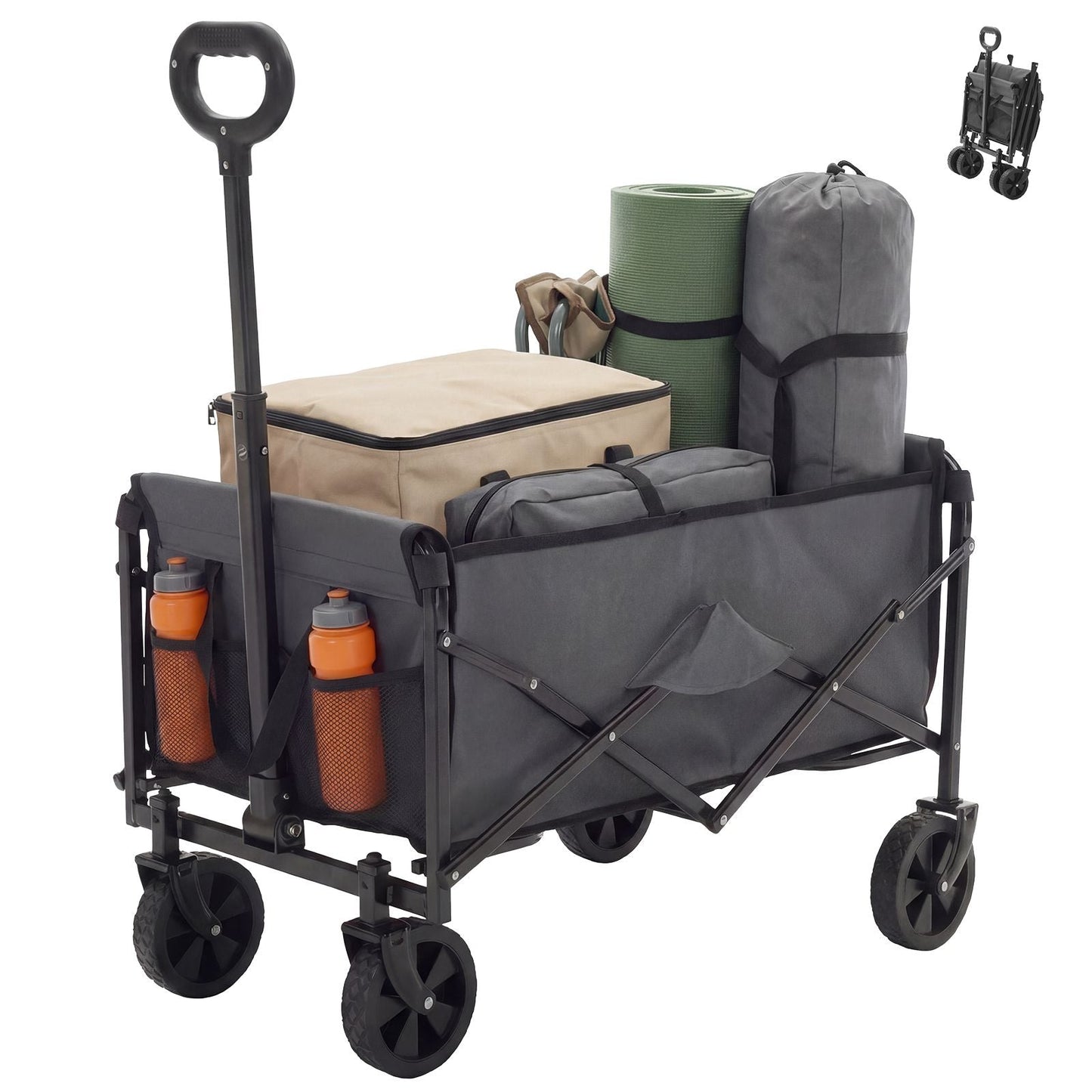 Foldable trolley, with wheels, foldable, large capacity, 330 pounds, multi - functional trolley, heavy - duty design, with elastic handles - DelightsDownSouth