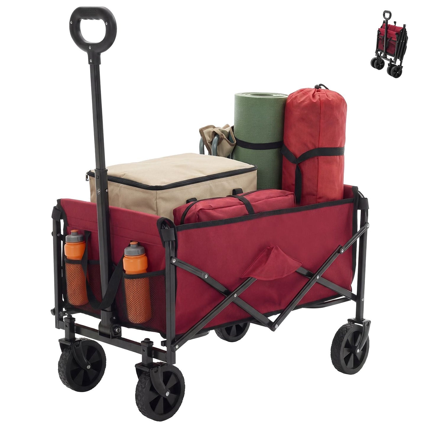 Foldable trolley, with wheels, foldable, large capacity, 330 pounds, multi - functional trolley, heavy - duty design, with elastic handles - DelightsDownSouth
