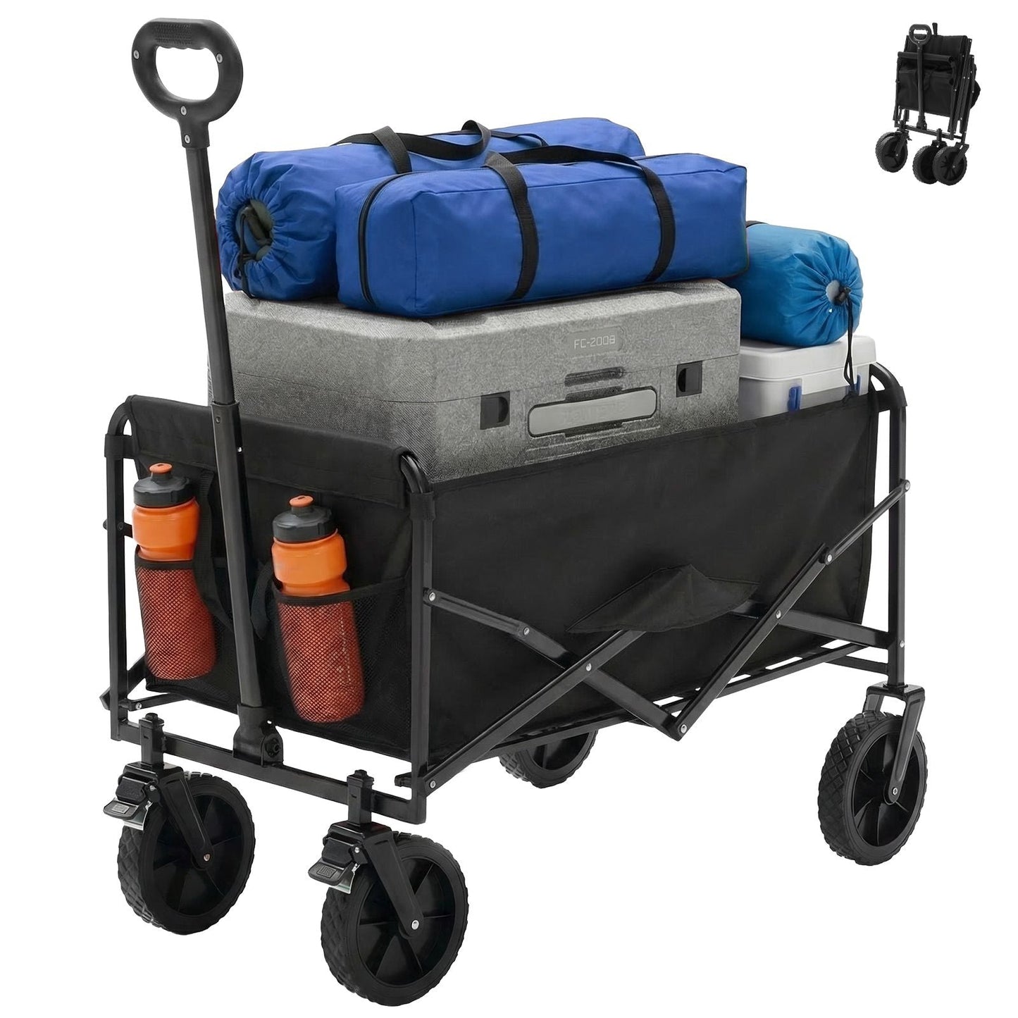 Foldable trolley, with wheels, foldable, large capacity, 330 pounds, multi - functional trolley, heavy - duty design, with elastic handles - DelightsDownSouth