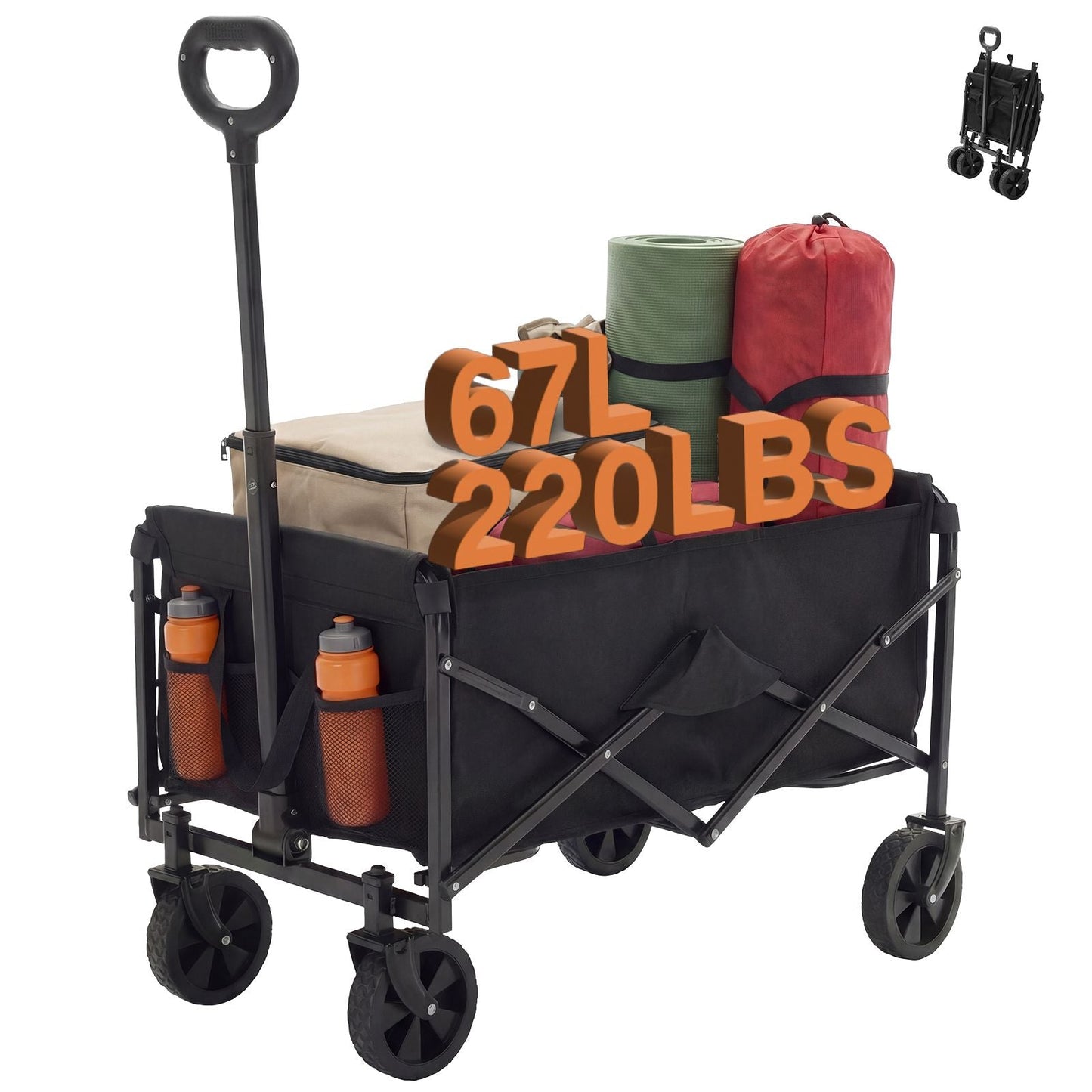 Foldable trolley, with wheels, foldable, large capacity, 330 pounds, multi - functional trolley, heavy - duty design, with elastic handles - DelightsDownSouth