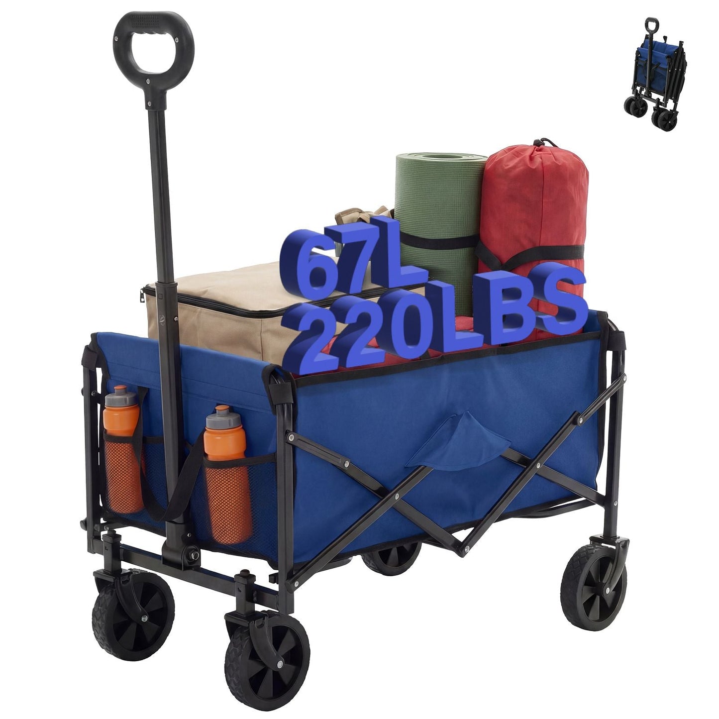 Foldable trolley, with wheels, foldable, large capacity, 330 pounds, multi - functional trolley, heavy - duty design, with elastic handles - DelightsDownSouth