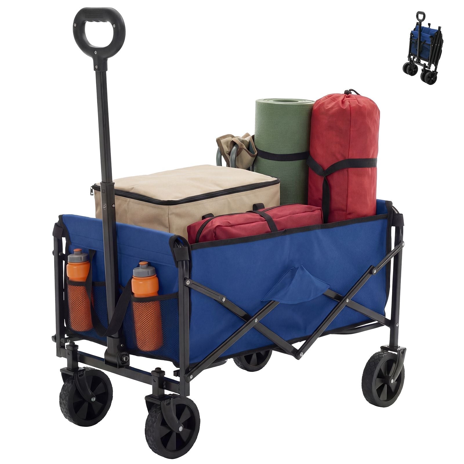 Foldable trolley, with wheels, foldable, large capacity, 330 pounds, multi - functional trolley, heavy - duty design, with elastic handles - DelightsDownSouth