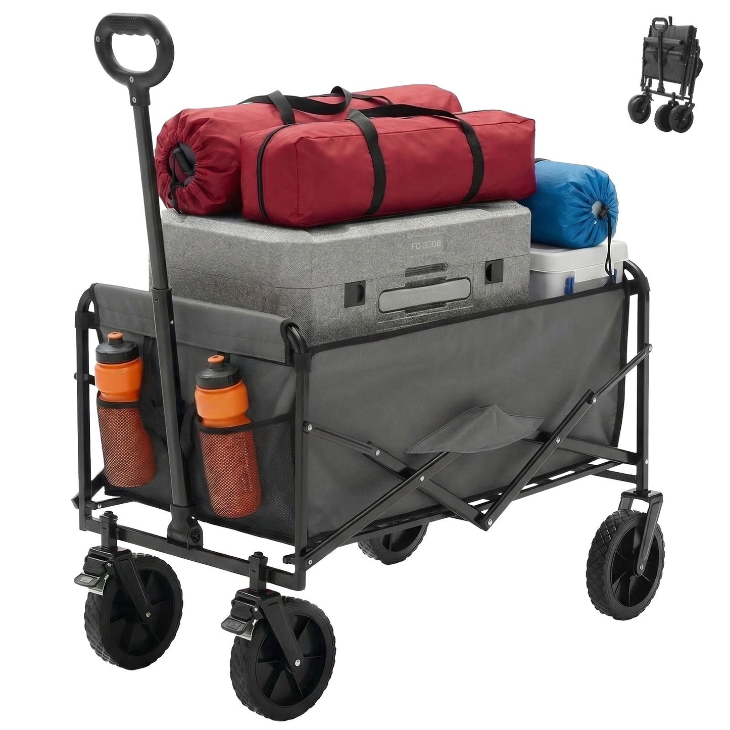 Foldable trolley, with wheels, foldable, large capacity, 330 pounds, multi - functional trolley, heavy - duty design, with elastic handles - DelightsDownSouth