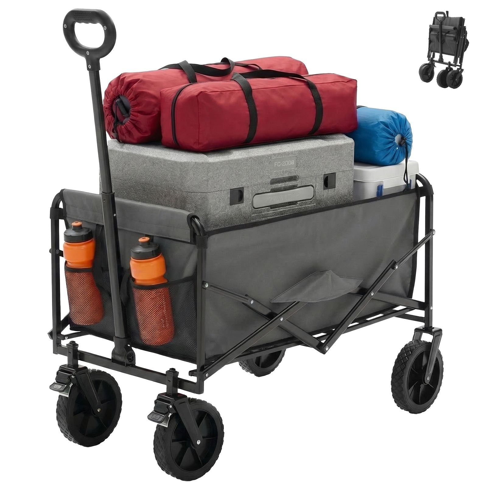 Foldable trolley, with wheels, foldable, large capacity, 330 pounds, multi - functional trolley, heavy - duty design, with elastic handles - DelightsDownSouth