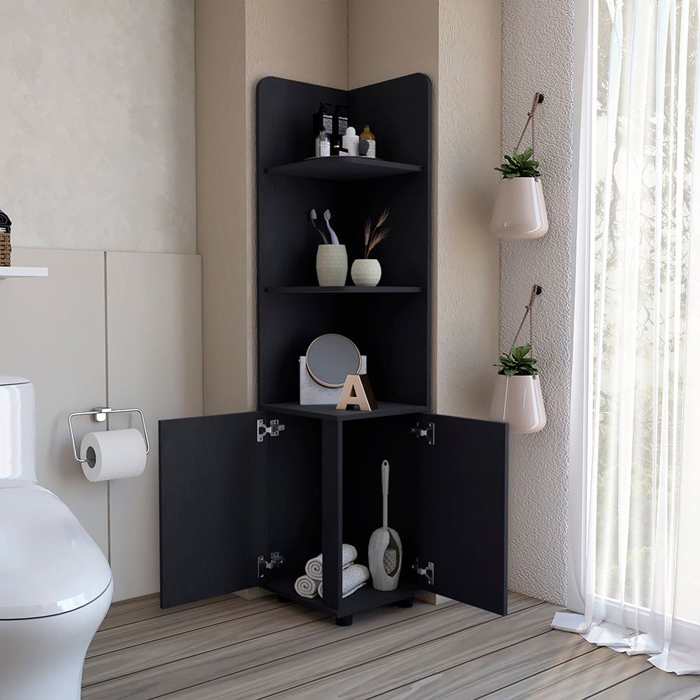 Freestanding Cabinet Kairatu , Bathroom, Black - DelightsDownSouth