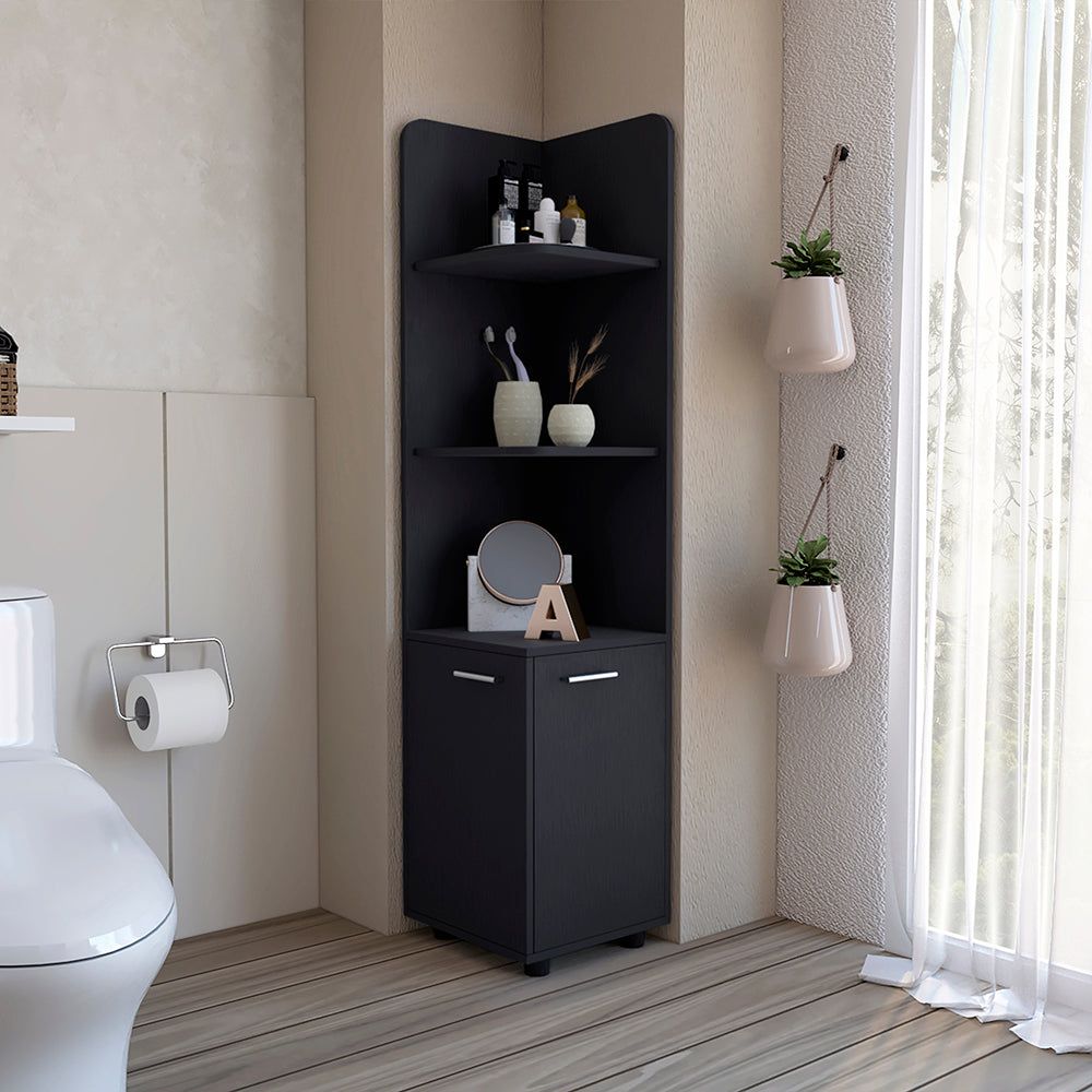Freestanding Cabinet Kairatu , Bathroom, Black - DelightsDownSouth