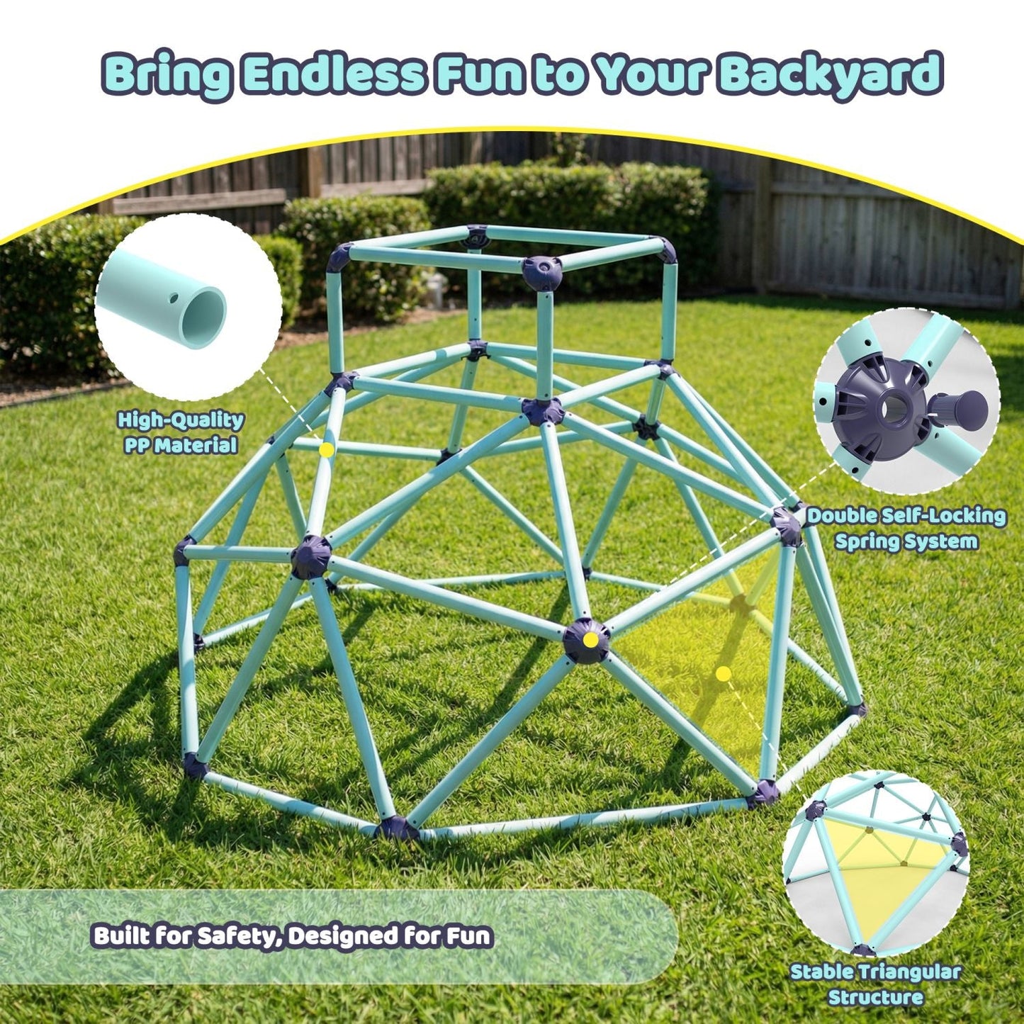 Geometric Climbing Dome – Sturdy, Strong Load Capacity, Easy Assembly, Portable, and Versatile for Indoor and Outdoor Use, for Kids Ages 3 to 10 - DelightsDownSouth