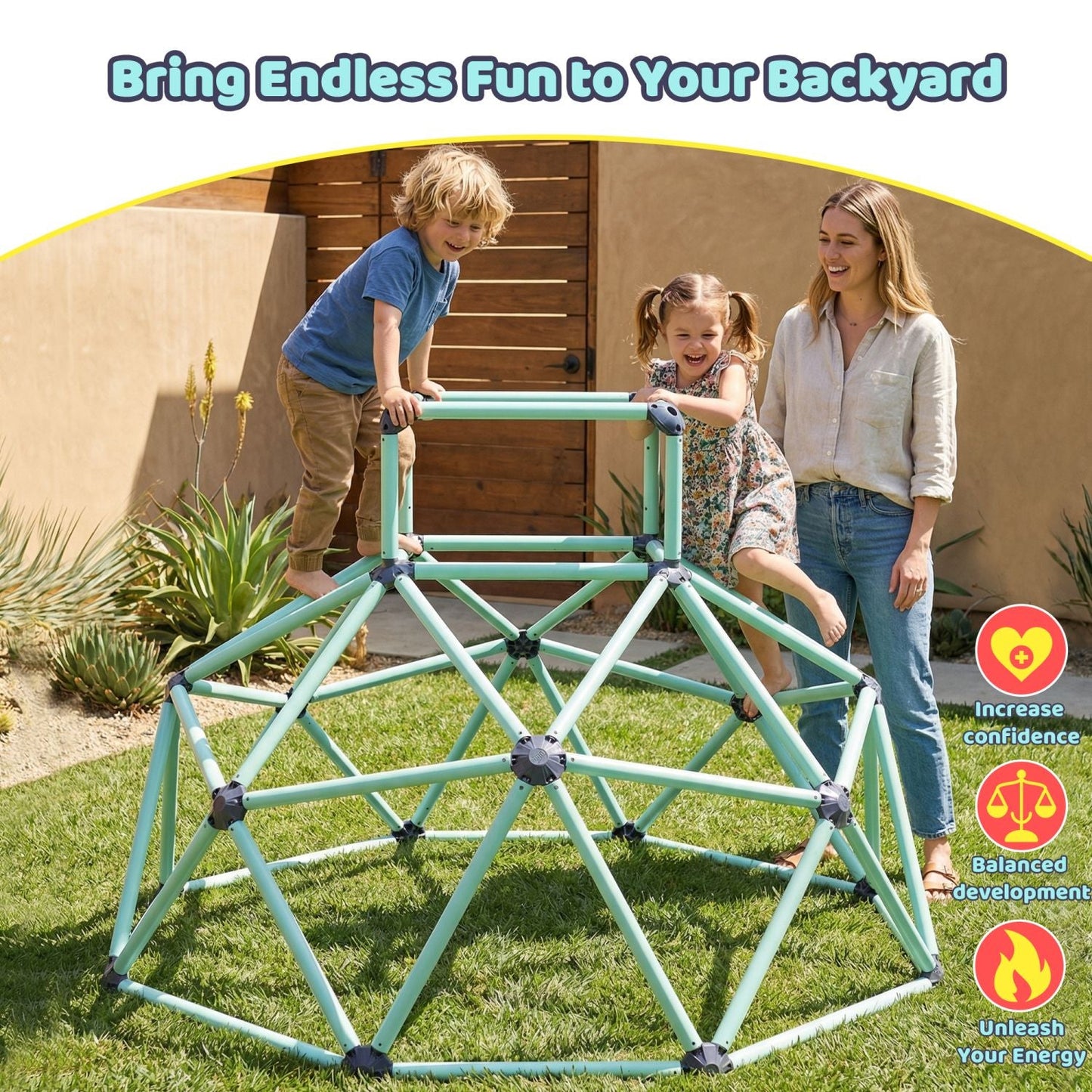 Geometric Climbing Dome – Sturdy, Strong Load Capacity, Easy Assembly, Portable, and Versatile for Indoor and Outdoor Use, for Kids Ages 3 to 10 - DelightsDownSouth