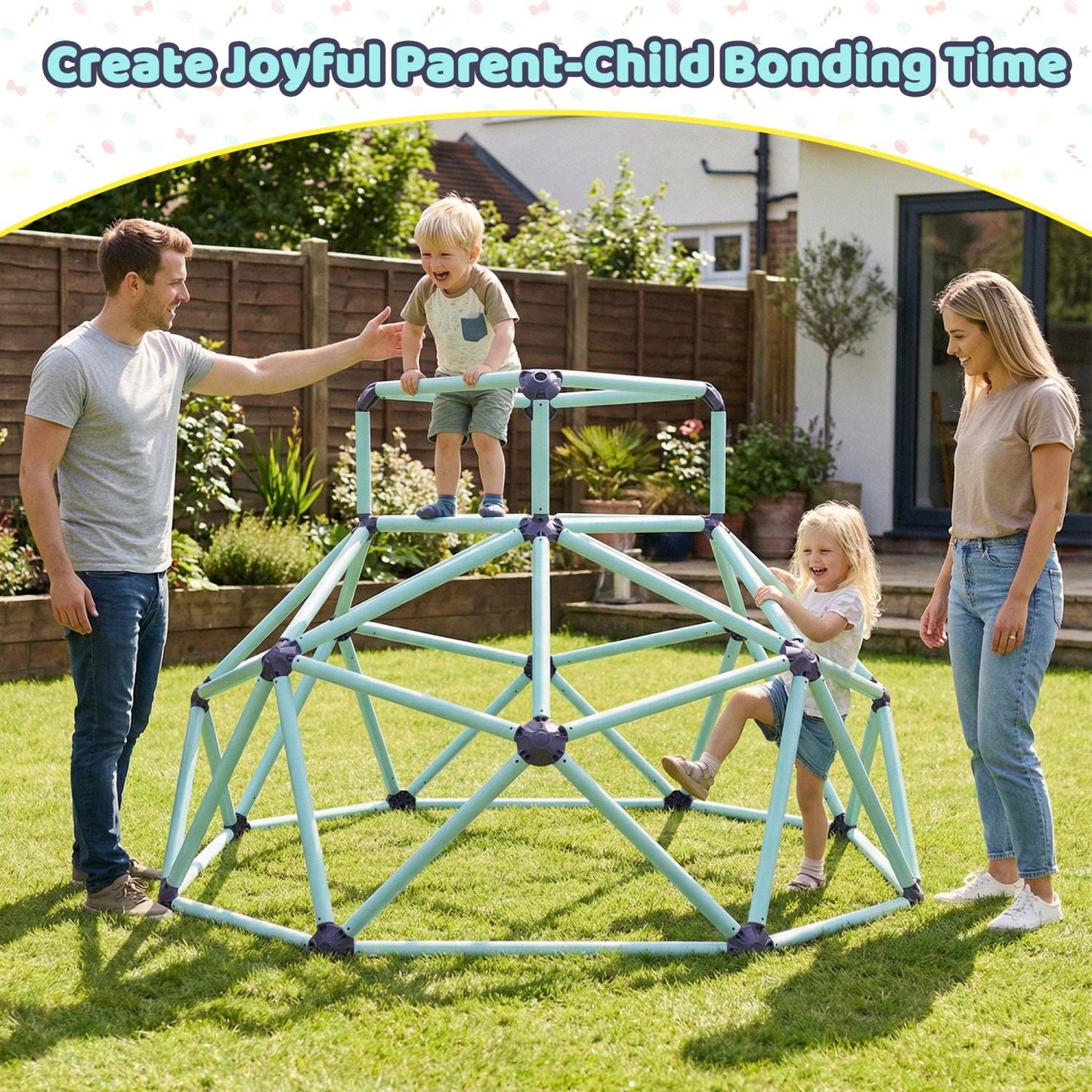 Geometric Climbing Dome – Sturdy, Strong Load Capacity, Easy Assembly, Portable, and Versatile for Indoor and Outdoor Use, for Kids Ages 3 to 10 - DelightsDownSouth