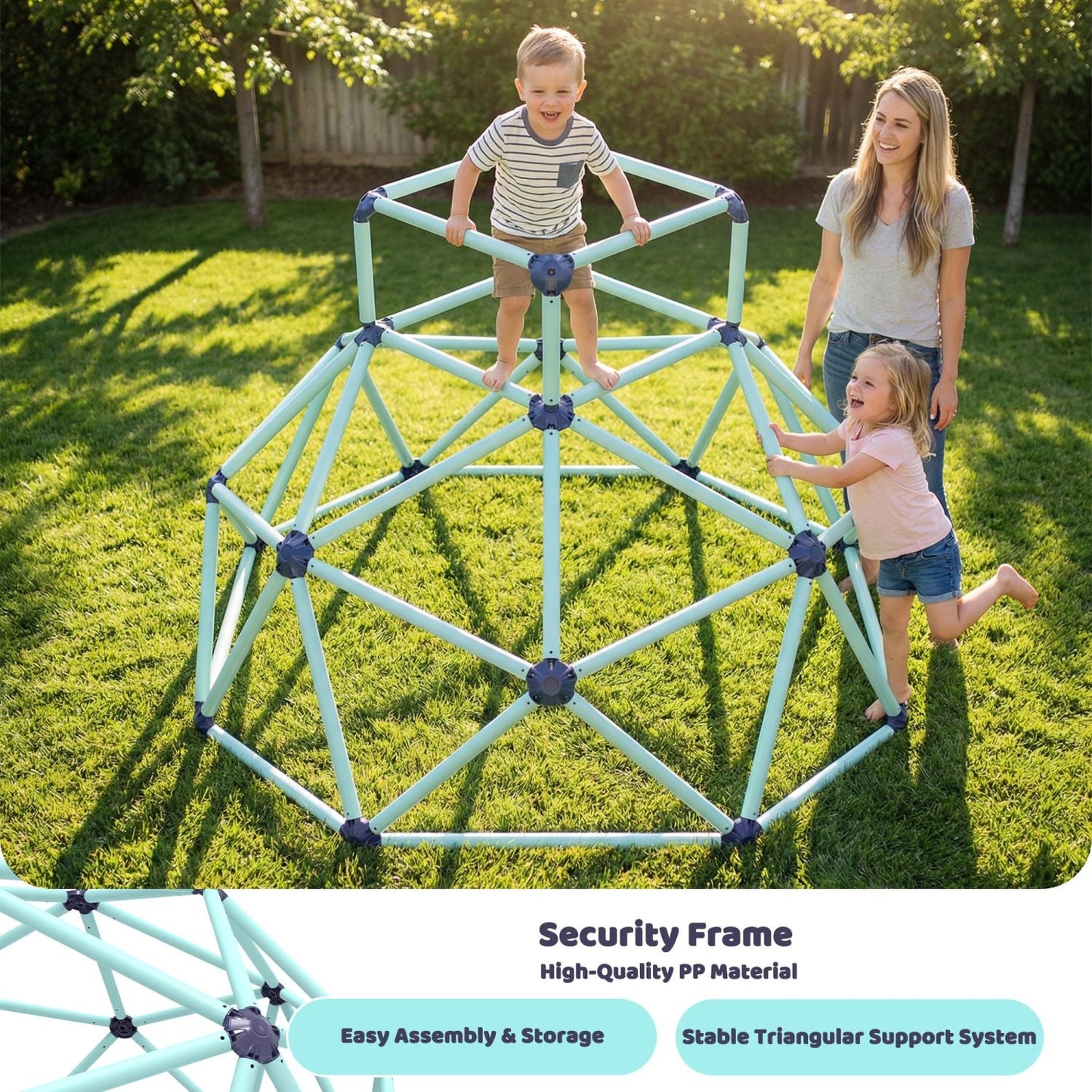 Geometric Climbing Dome – Sturdy, Strong Load Capacity, Easy Assembly, Portable, and Versatile for Indoor and Outdoor Use, for Kids Ages 3 to 10 - DelightsDownSouth