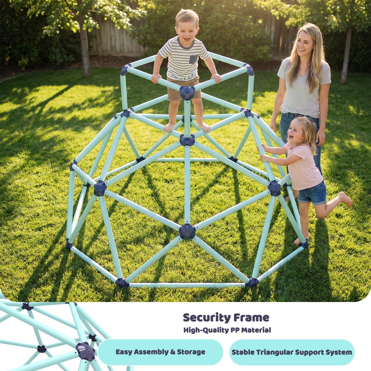 Geometric Climbing Dome – Sturdy, Strong Load Capacity, Easy Assembly, Portable, and Versatile for Indoor and Outdoor Use, for Kids Ages 3 to 10 - DelightsDownSouth