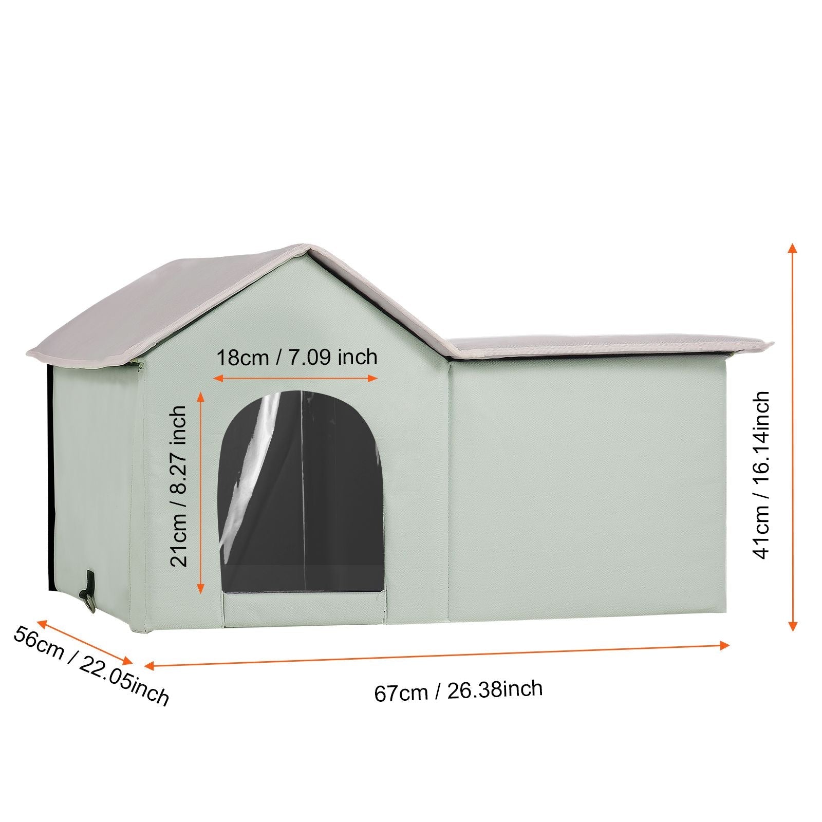Heated Cat House, Outdoor Kitty Shelter with Adjustable Temperature and Timer, 600D Oxford Cloth Foldable Cat Shelter with Heated Pad for Winter to Stay Warm and Cozy, Green (Large) - DelightsDownSouth