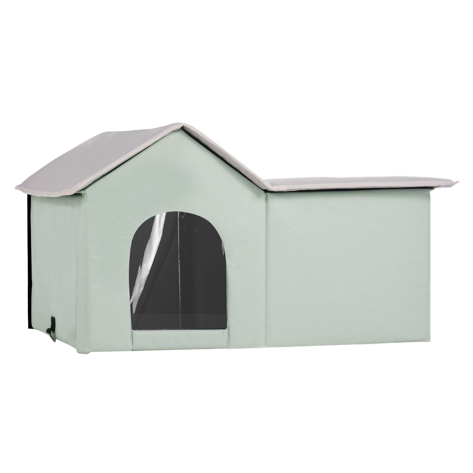 Heated Cat House, Outdoor Kitty Shelter with Adjustable Temperature and Timer, 600D Oxford Cloth Foldable Cat Shelter with Heated Pad for Winter to Stay Warm and Cozy, Green (Large) - DelightsDownSouth