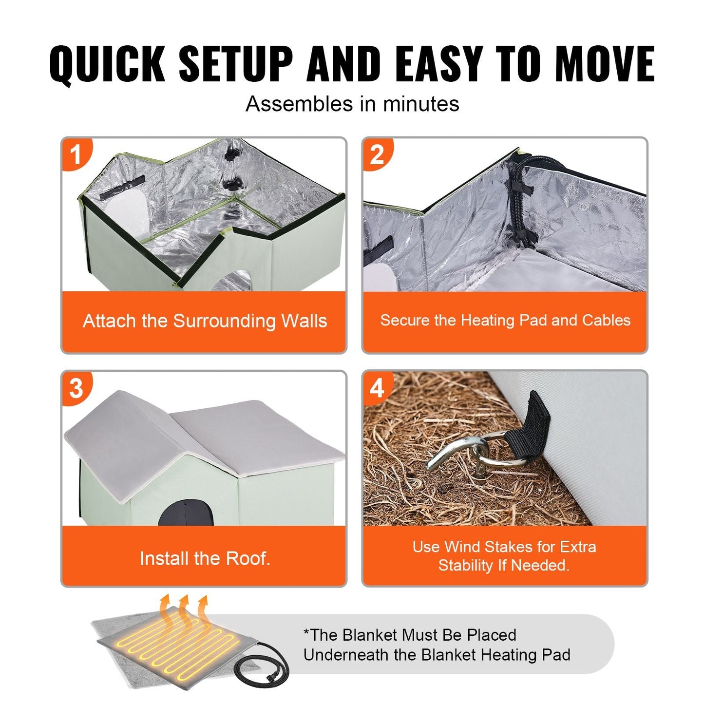 Heated Cat House, Outdoor Kitty Shelter with Adjustable Temperature and Timer, 600D Oxford Cloth Foldable Cat Shelter with Heated Pad for Winter to Stay Warm and Cozy, Green (Large) - DelightsDownSouth