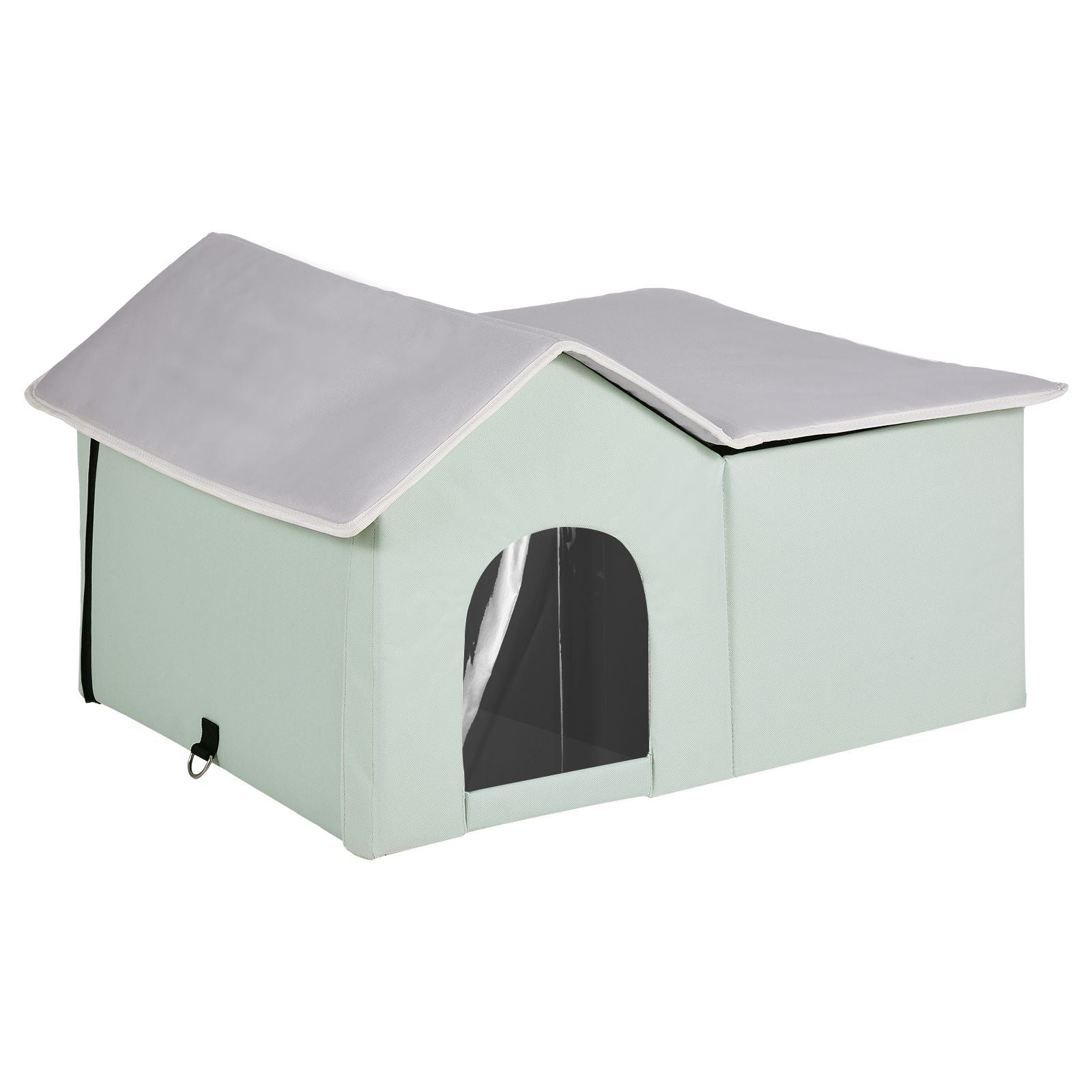 Heated Cat House, Outdoor Kitty Shelter with Adjustable Temperature and Timer, 600D Oxford Cloth Foldable Cat Shelter with Heated Pad for Winter to Stay Warm and Cozy, Green (Large) - DelightsDownSouth