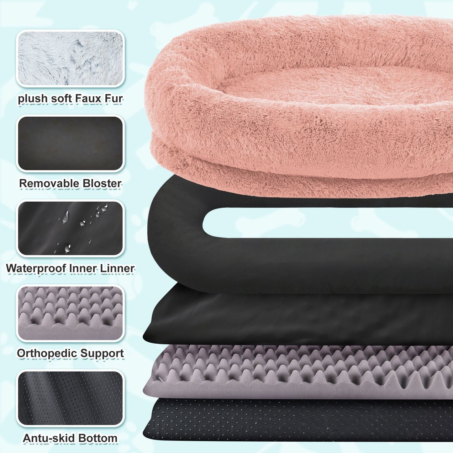 Human Dog Bed, Large Size Fits You and Pets, Washable Faux Fur Dog Bed for People Doze Off, Napping Orthopedic Dog Bed, Present Plump Pillow, Blanket, Strap - DelightsDownSouth