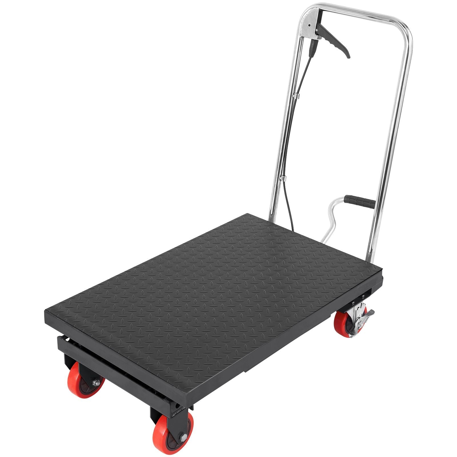 Hydraulic Lift Table Cart, 500lbs Capacity 28.5" Lifting Height, Manual Single Scissor Lift Table with 4 Wheels and Non - slip Pad, Hydraulic Scissor Cart for Material Handling, Black - DelightsDownSouth