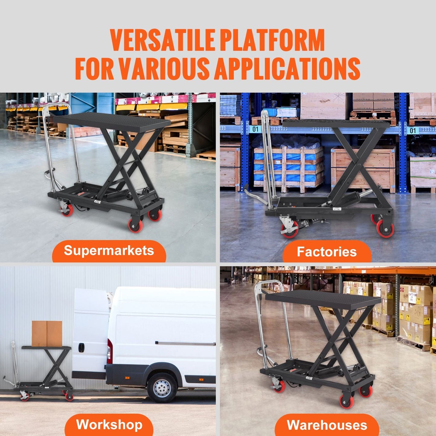 Hydraulic Lift Table Cart, 500lbs Capacity 28.5" Lifting Height, Manual Single Scissor Lift Table with 4 Wheels and Non - slip Pad, Hydraulic Scissor Cart for Material Handling, Black - DelightsDownSouth