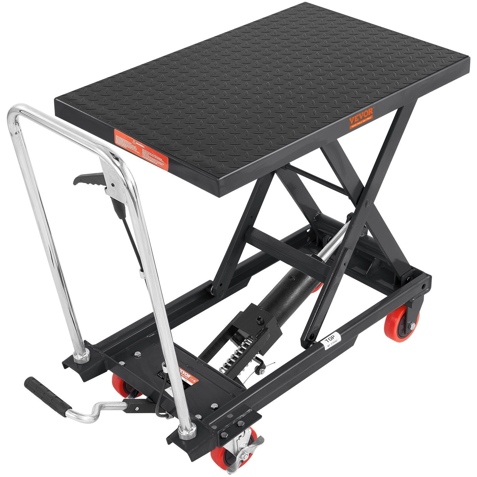 Hydraulic Lift Table Cart, 500lbs Capacity 28.5" Lifting Height, Manual Single Scissor Lift Table with 4 Wheels and Non - slip Pad, Hydraulic Scissor Cart for Material Handling, Black - DelightsDownSouth