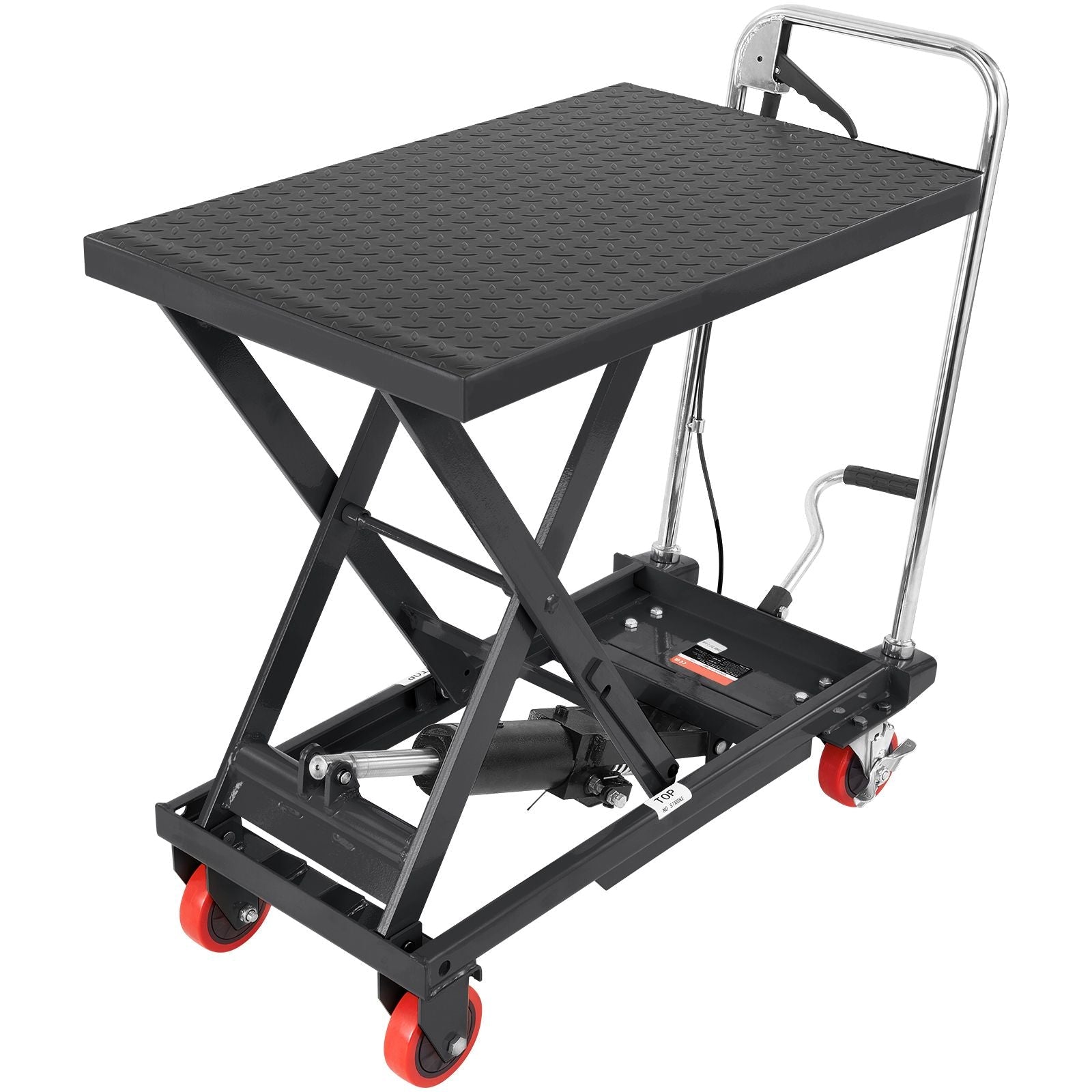 Hydraulic Lift Table Cart, 500lbs Capacity 28.5" Lifting Height, Manual Single Scissor Lift Table with 4 Wheels and Non - slip Pad, Hydraulic Scissor Cart for Material Handling, Black - DelightsDownSouth