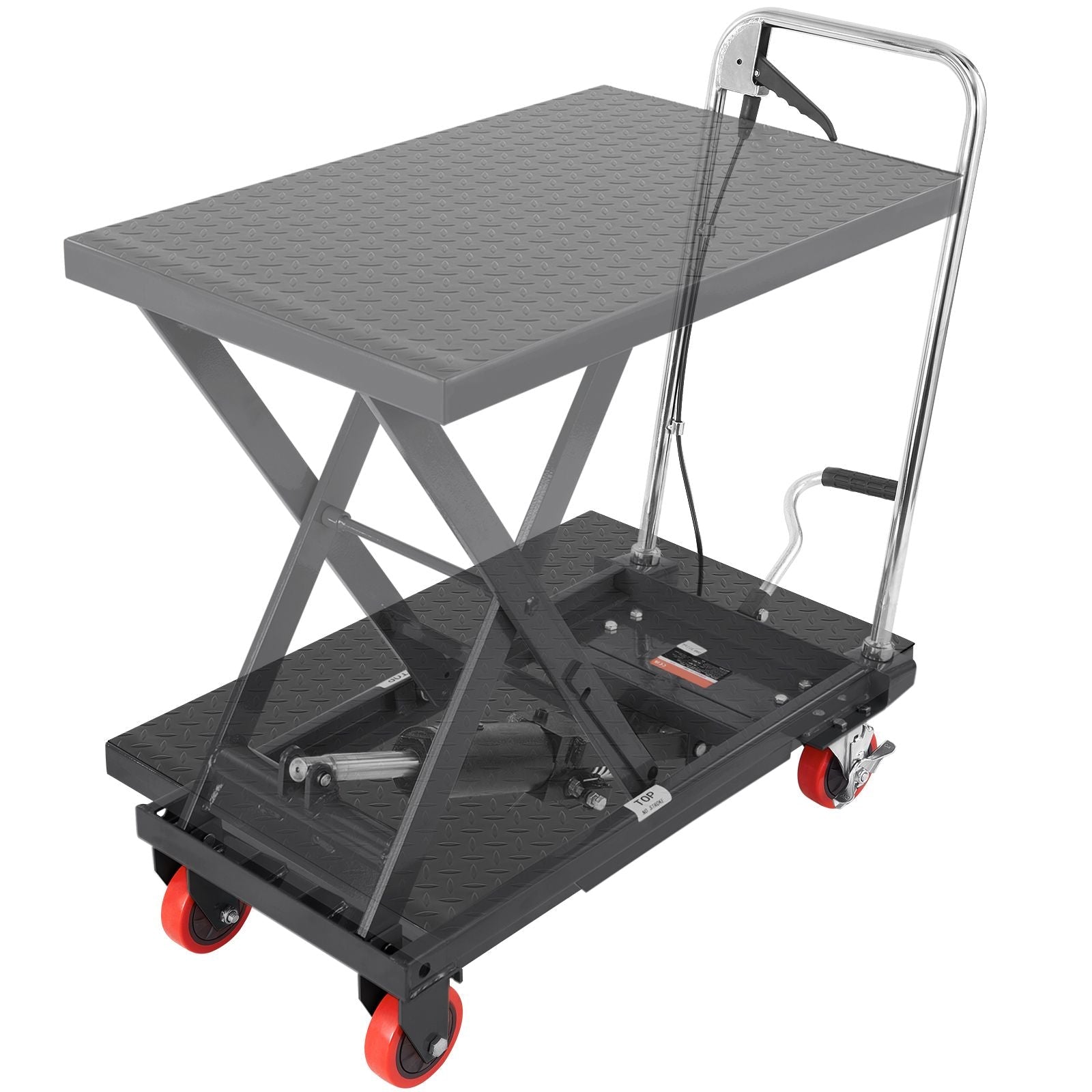 Hydraulic Lift Table Cart, 500lbs Capacity 28.5" Lifting Height, Manual Single Scissor Lift Table with 4 Wheels and Non - slip Pad, Hydraulic Scissor Cart for Material Handling, Black - DelightsDownSouth