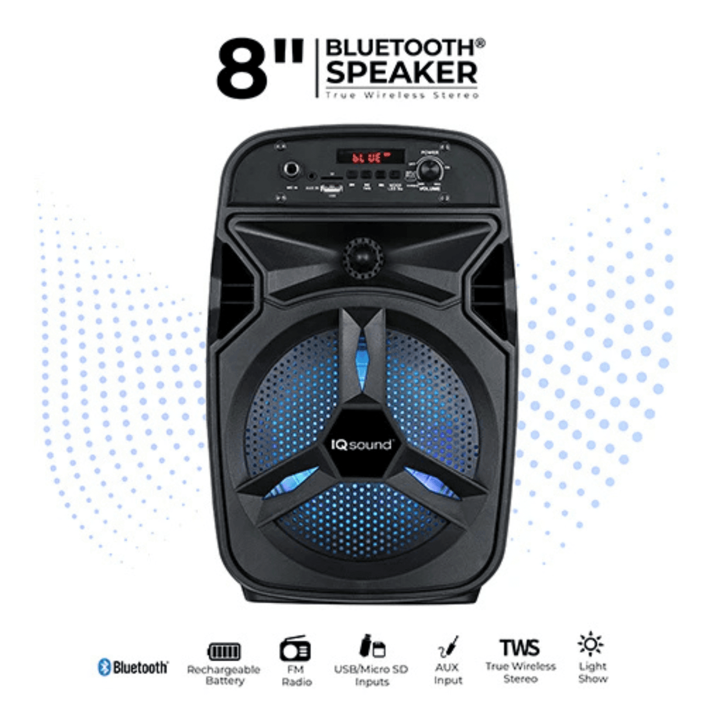 IQ Sound 8 - Inch Portable Bluetooth TWS Speaker - DelightsDownSouth