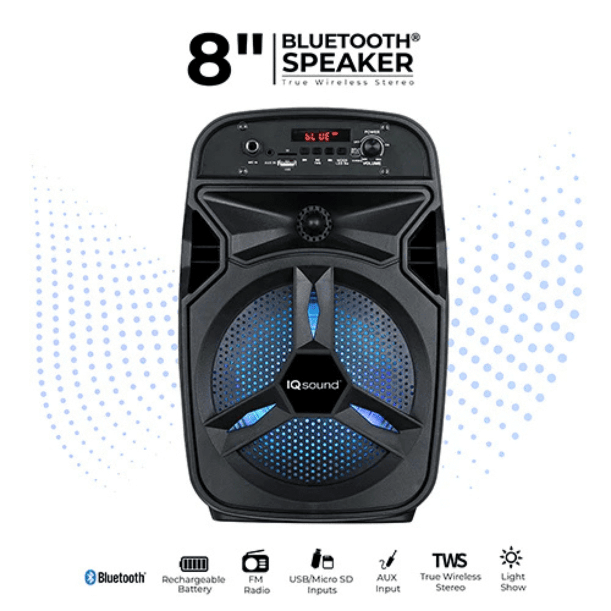 IQ Sound 8 - Inch Portable Bluetooth TWS Speaker - DelightsDownSouth
