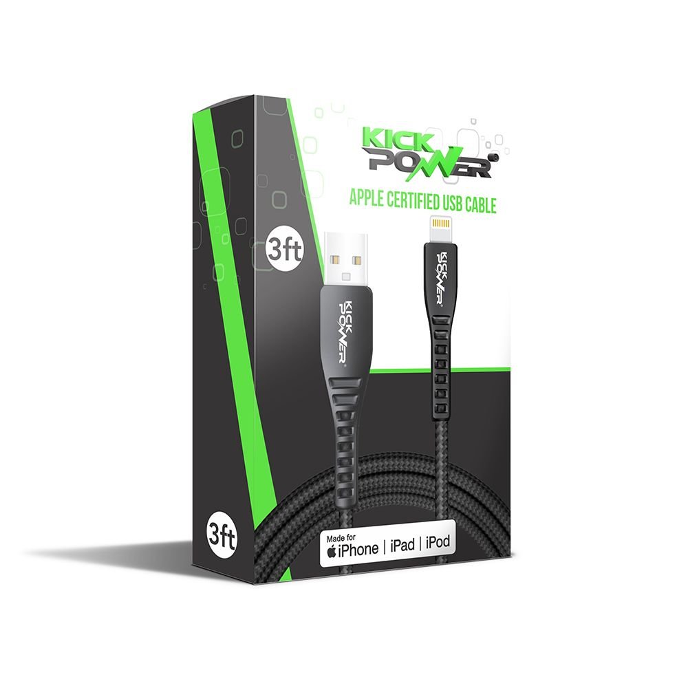 KickPOWER™ USB to Lightning Cable – MFi Certified, 3ft Fast Charge - DelightsDownSouth