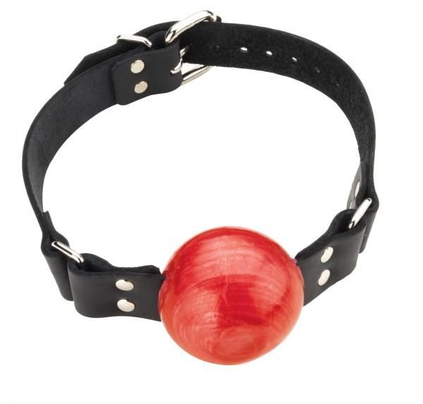 Large Ball Gag With Buckle 2 Inch - Red - DelightsDownSouth