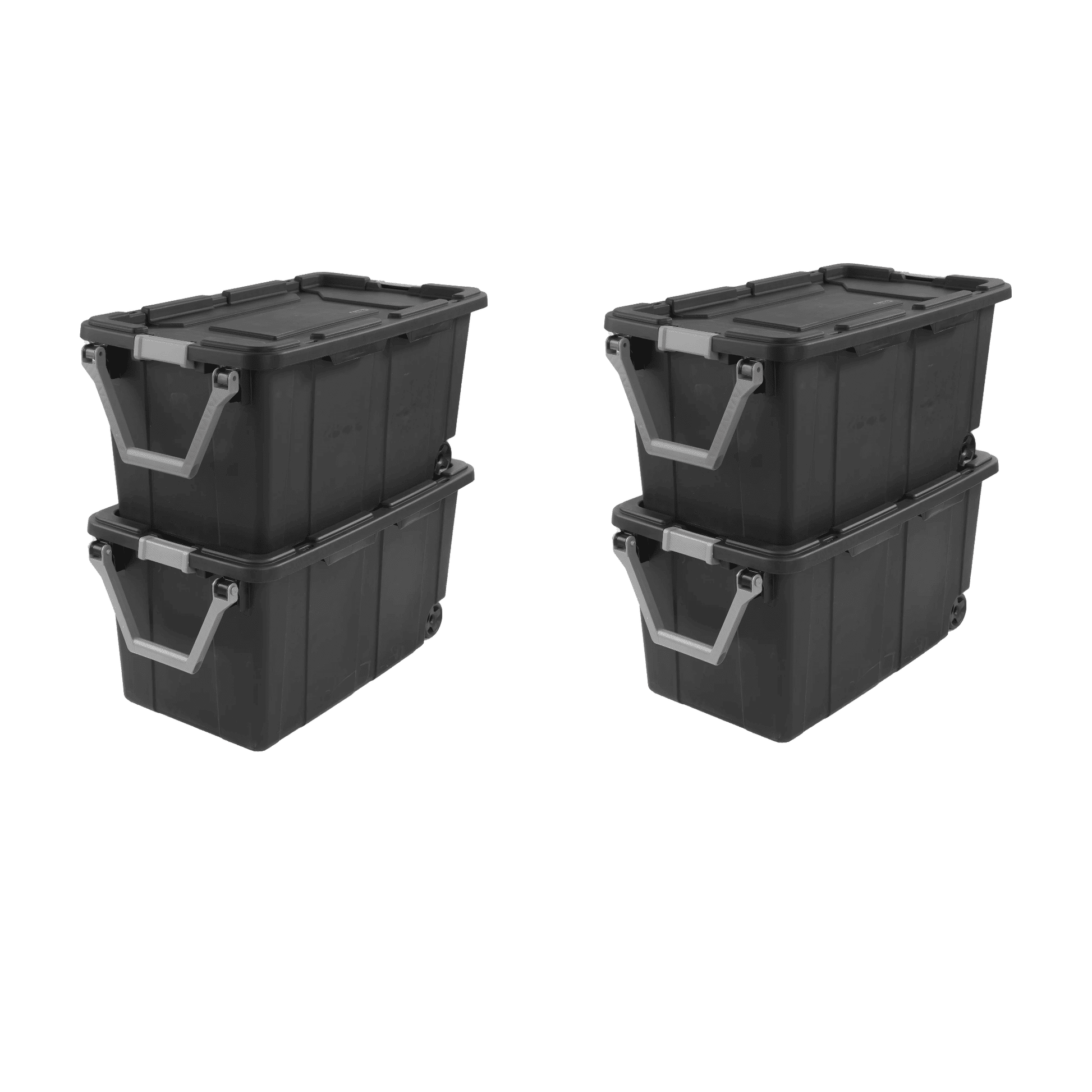 Large Wheeled Industrial Storage Bin, 40 Gallon Rugged Plastic Storage Tote with Latch Lid and Pull Handle, 2 Pack - DelightsDownSouth